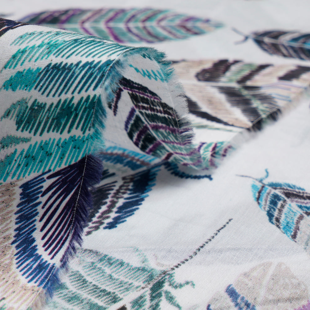 (Pre-Cut 3.30Mtr)Multi Color Digital Printed Cotton Lawn Fabric