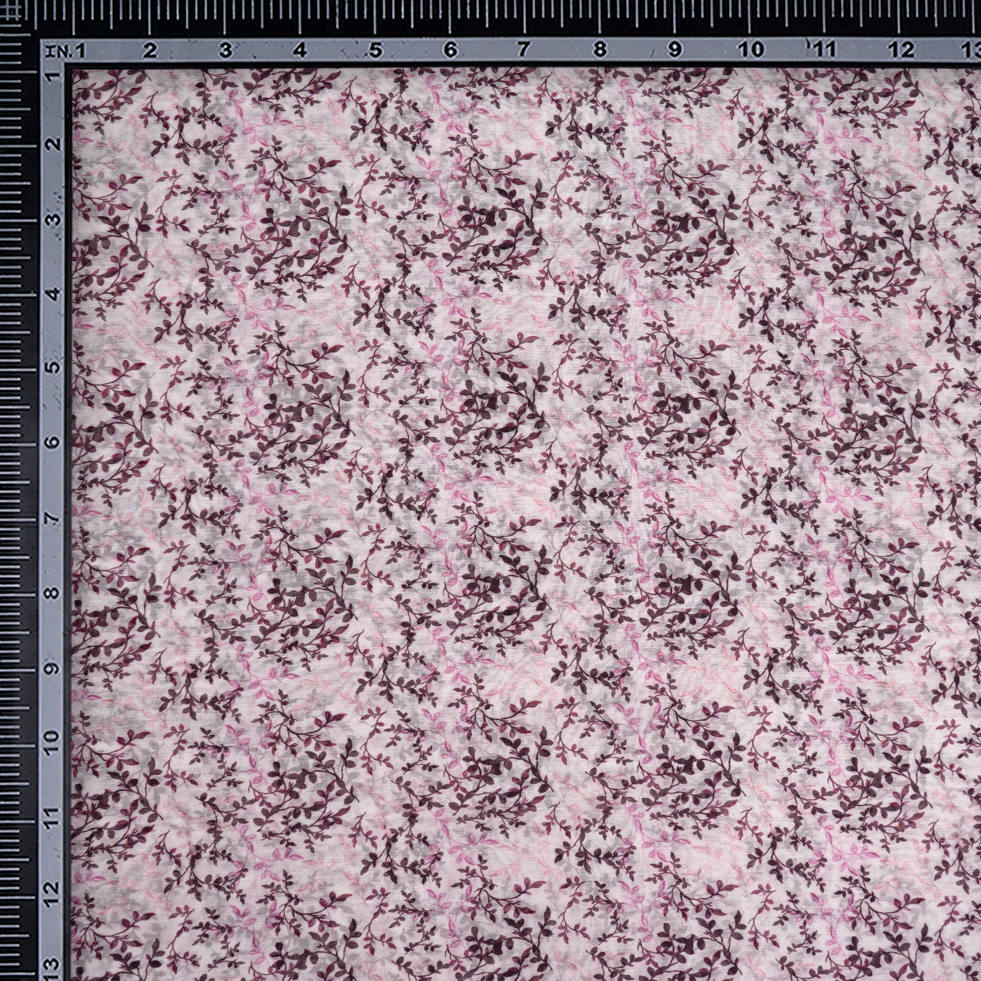 (Pre-Cut 3.40Mtr)Off-White Leaf Pattern Digital Print Fine Mul Chanderi Fabric