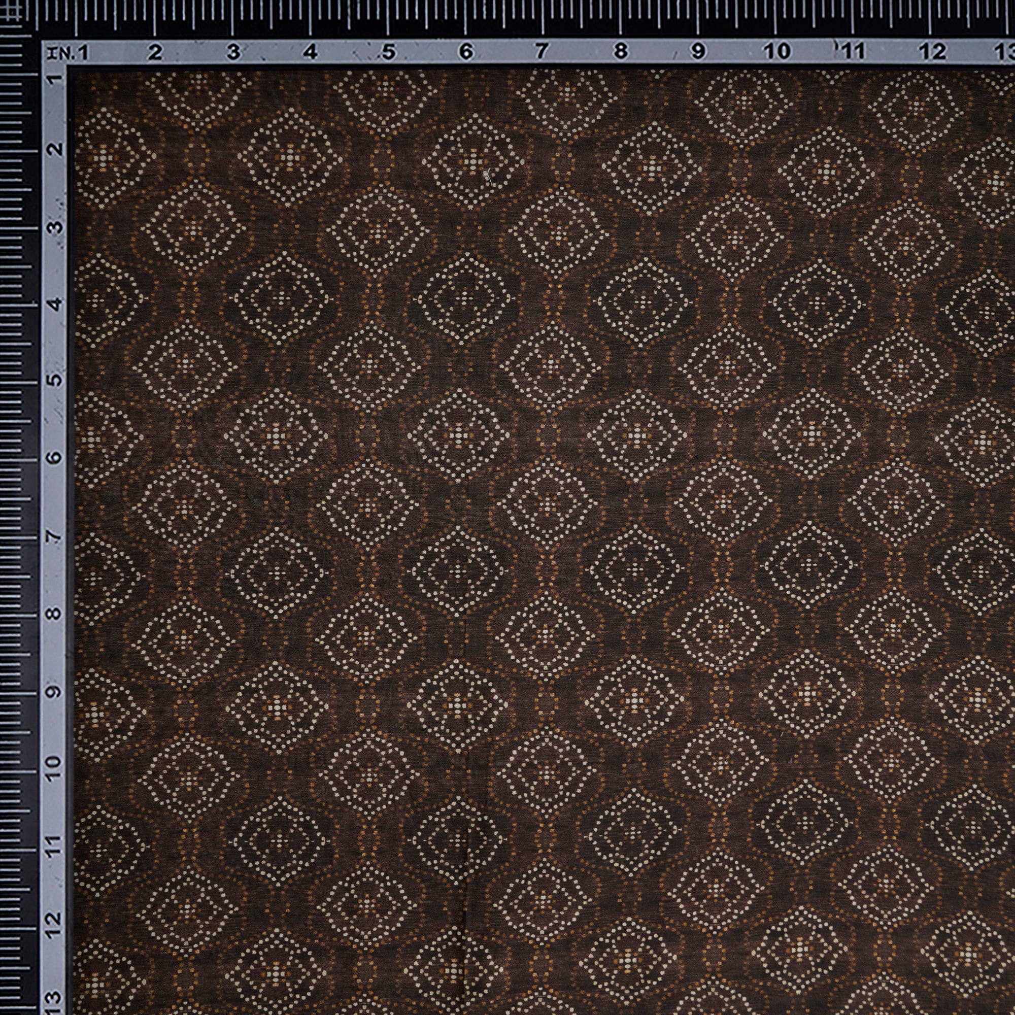 (Pre-Cut 4.00Mtr)Brown Color Digital Printed Pure Chanderi Fabric