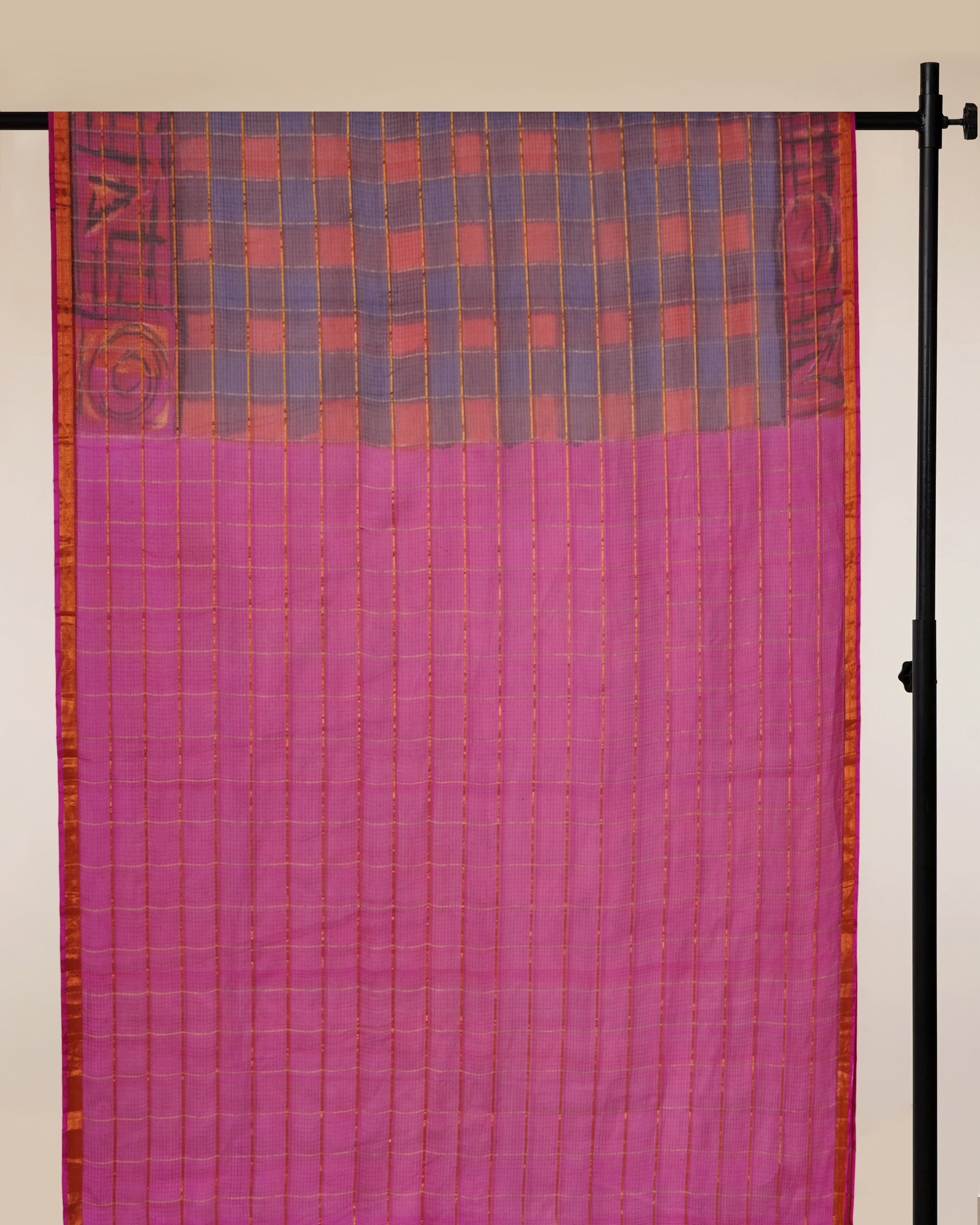 Multi Color Handwoven Kota Silk Saree with Blouse Piece