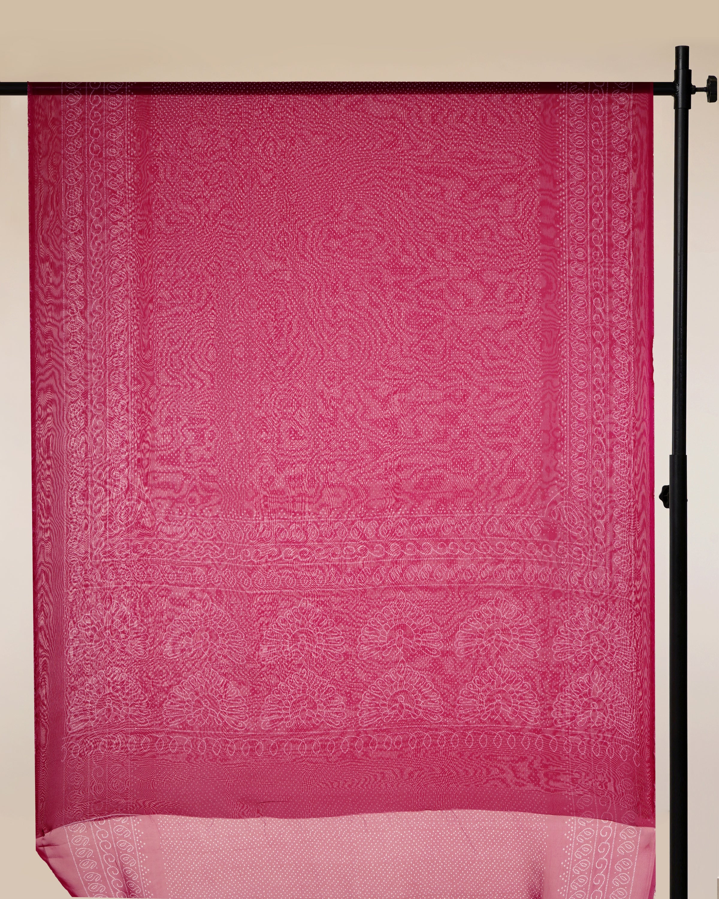 Pink Digital Printed Bandhni Pattern Viscose Organza Saree With Blouse Piece