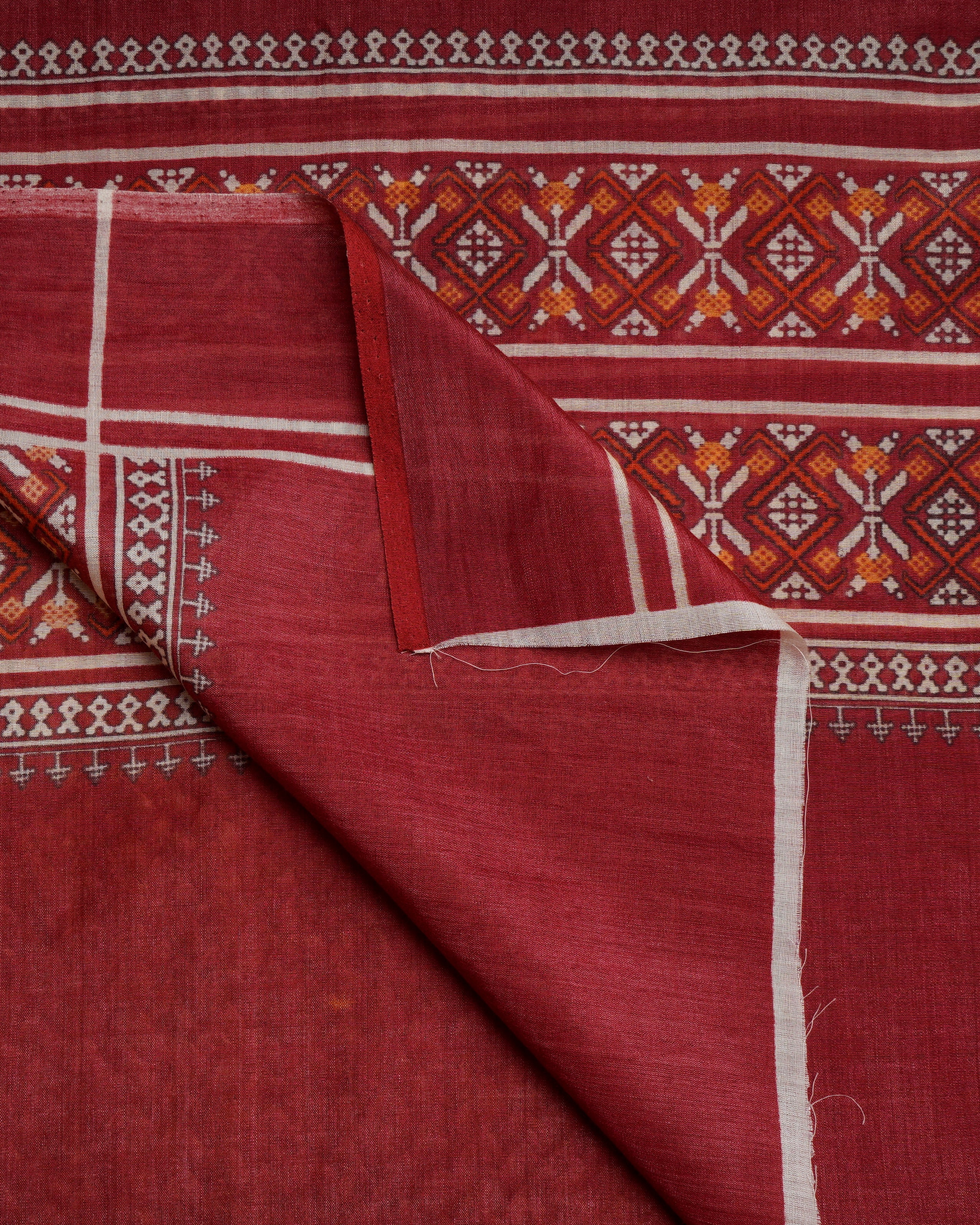 Maroon Traditional Pichwai & Patola Pattern Digital Print Tusser Chanderi Dupatta