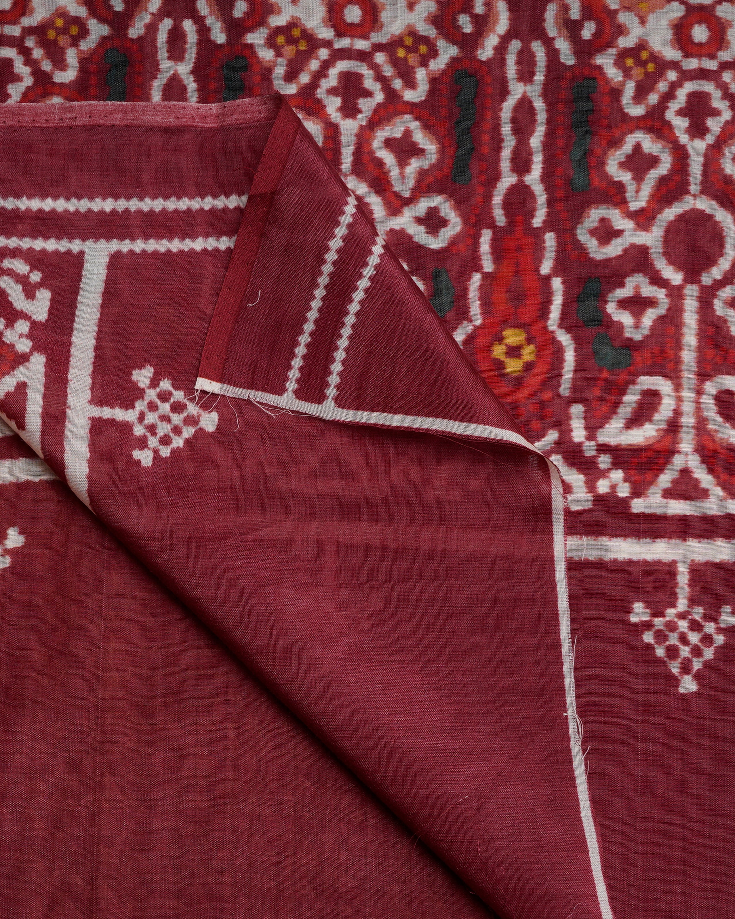 Deep Maroon Traditional Pichwai Pattern Digital Print Tusser Chanderi Dupatta