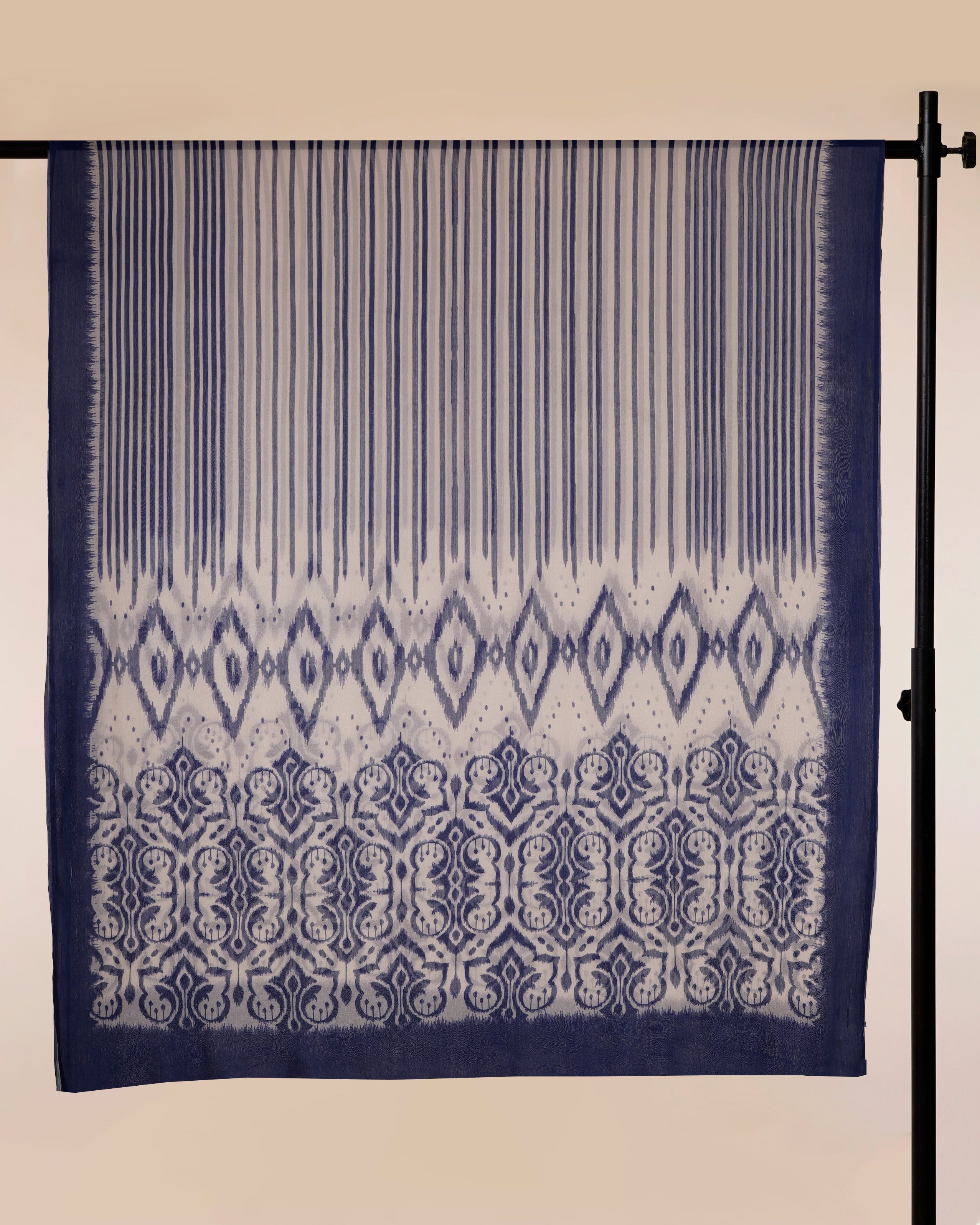 Blue-Beige All Over Pattern Digital Print Chinnon Silk Dupatta