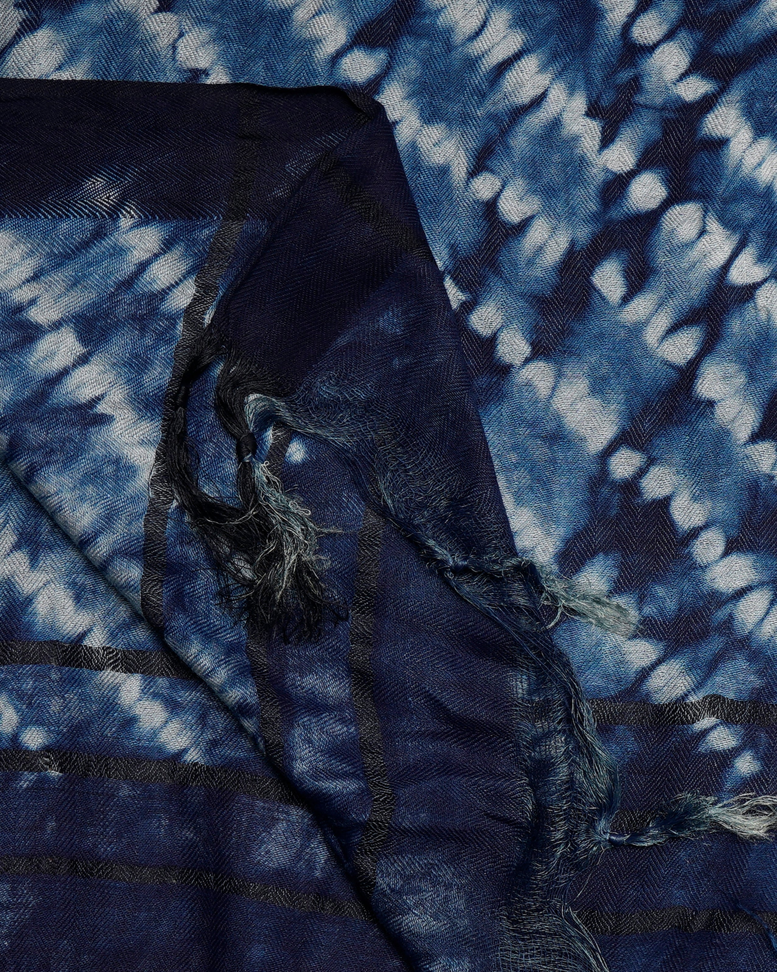 Navy Blue Natural Dye Hand Crafted Shibori Cotton Dupatta