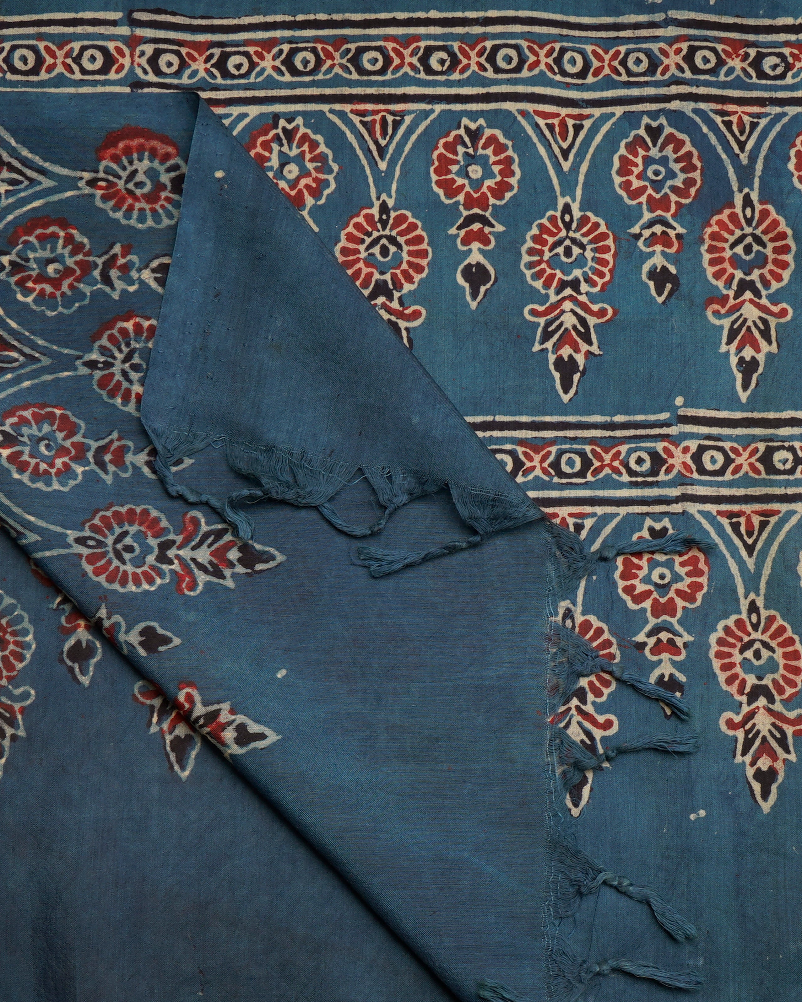 Multi Color Natural Dye Handcrafted Pen Kalamkari Silk-Cotton Dupatta