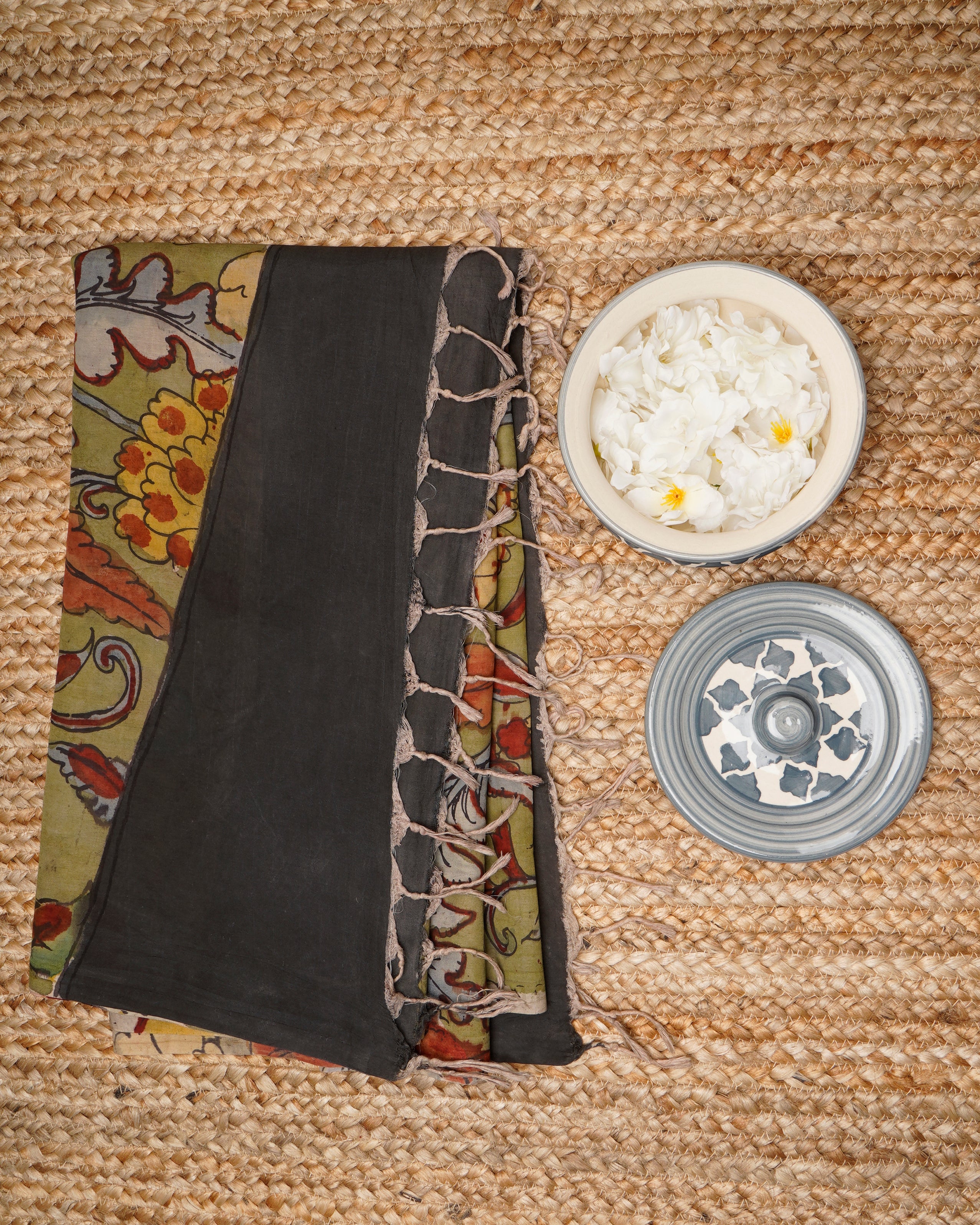 Multi Color Natural Dye Handcrafted Pen Kalamkari Silk-Cotton Dupatta