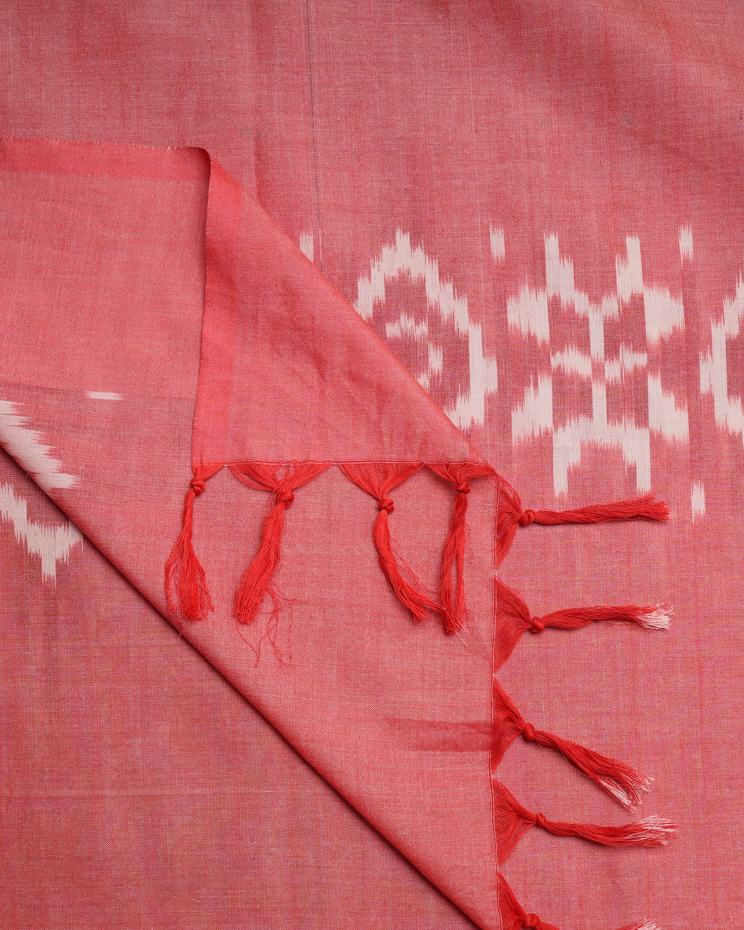 Red-Grey Handwoven Ikat Cotton Dupatta