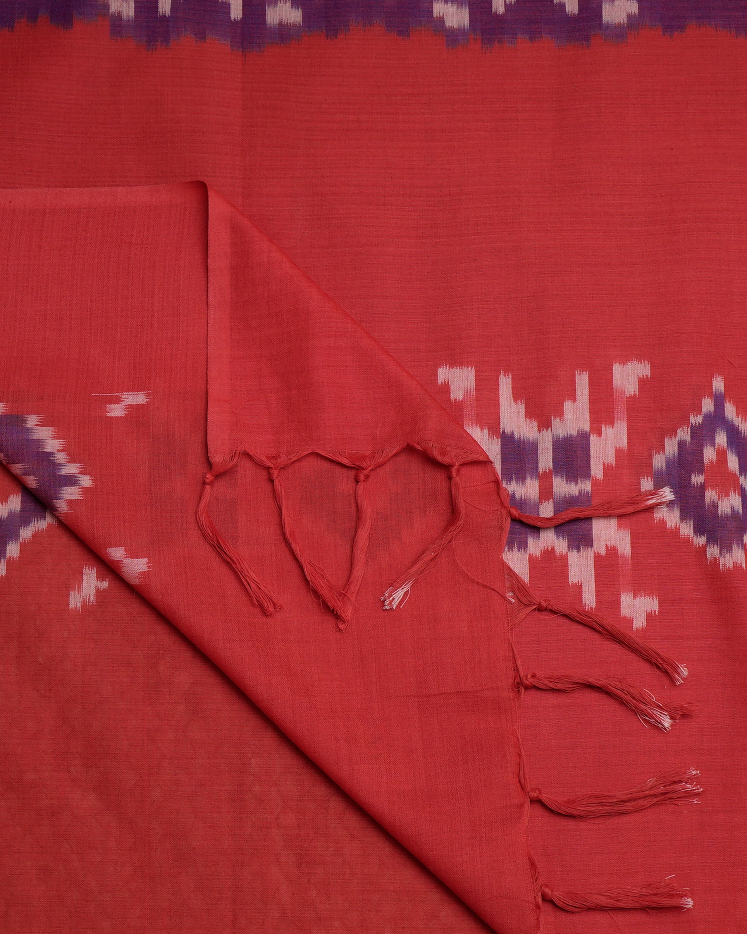 Red-Purple Handwoven Ikat Cotton Dupatta