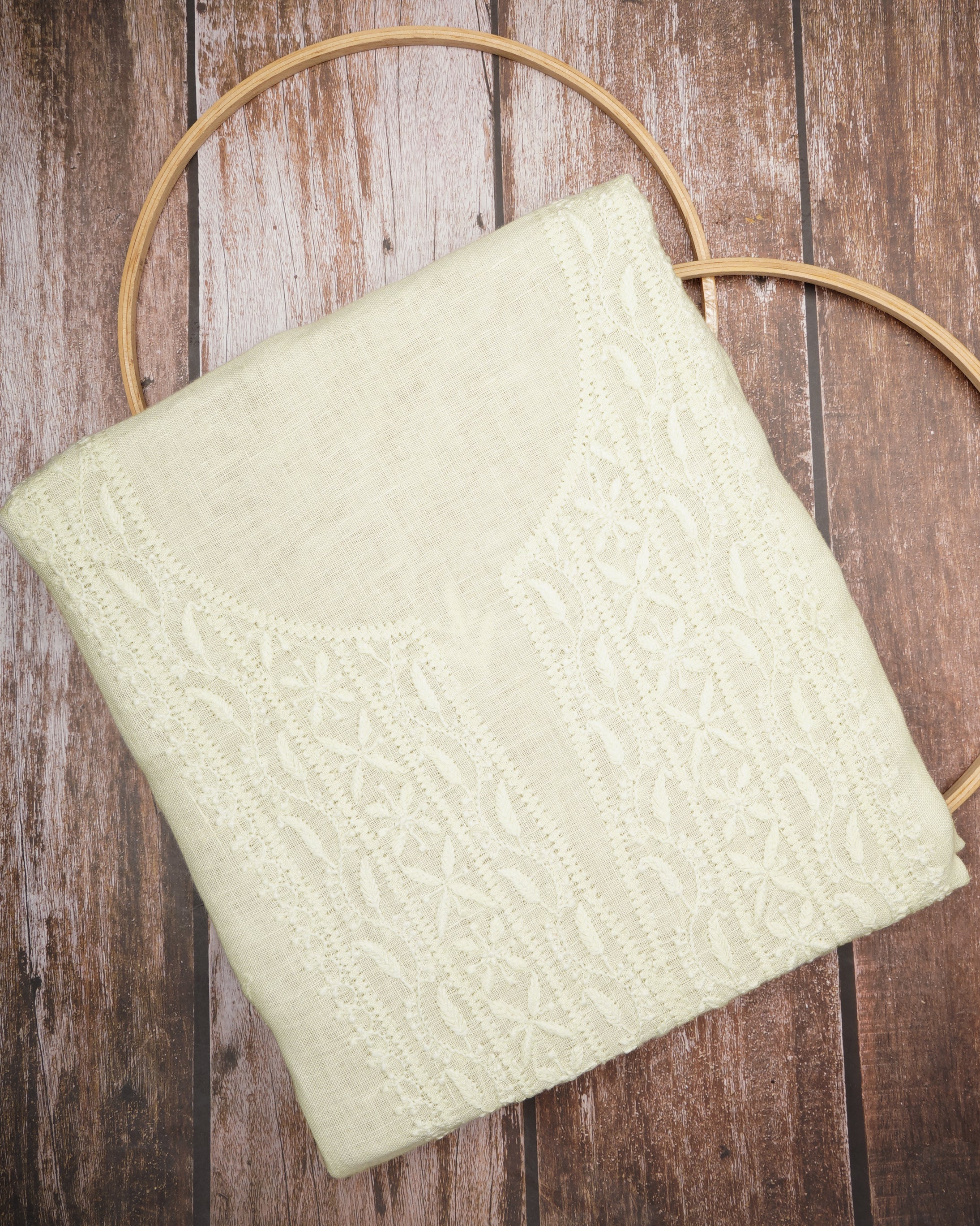 Pastel Green Handcrafted Chikankari Embroidered Linen Unstitched Kurta (Only Kurta Piece)