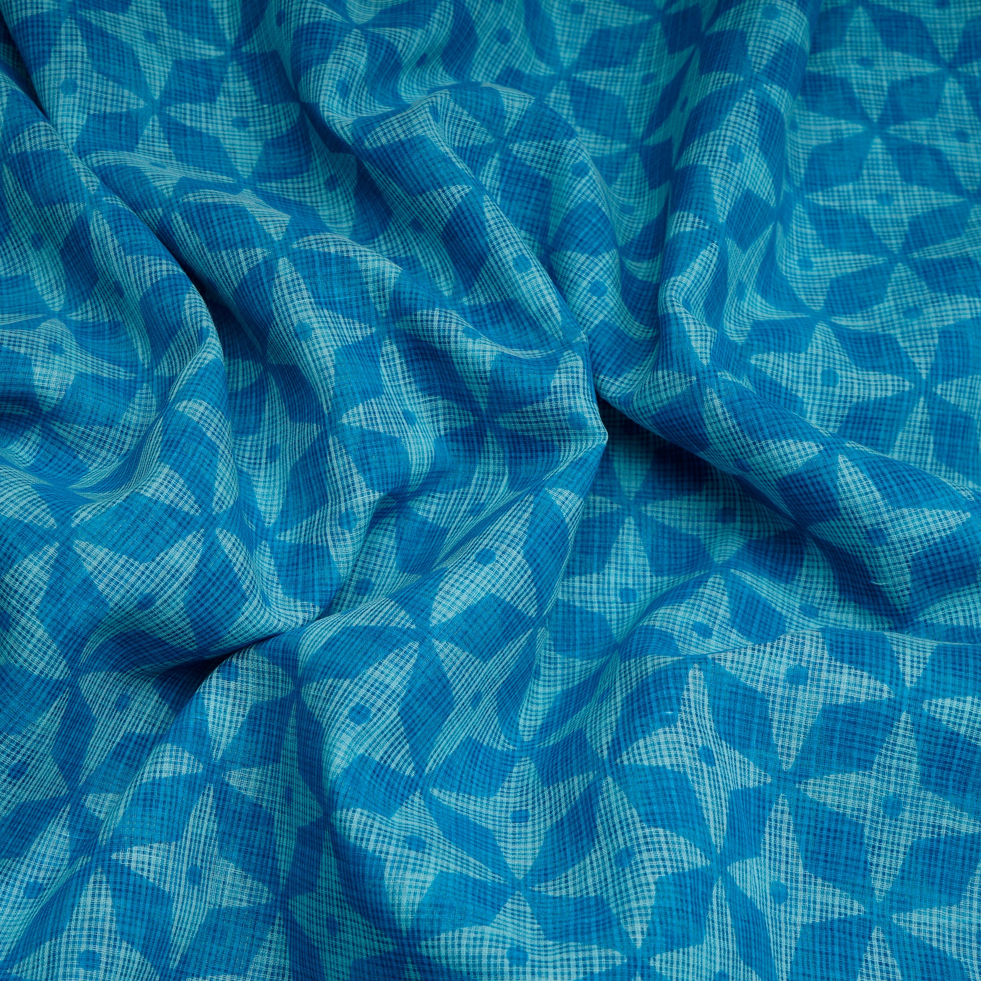 Sky Blue Geometric Pattern Screen Print Kota Fabrics