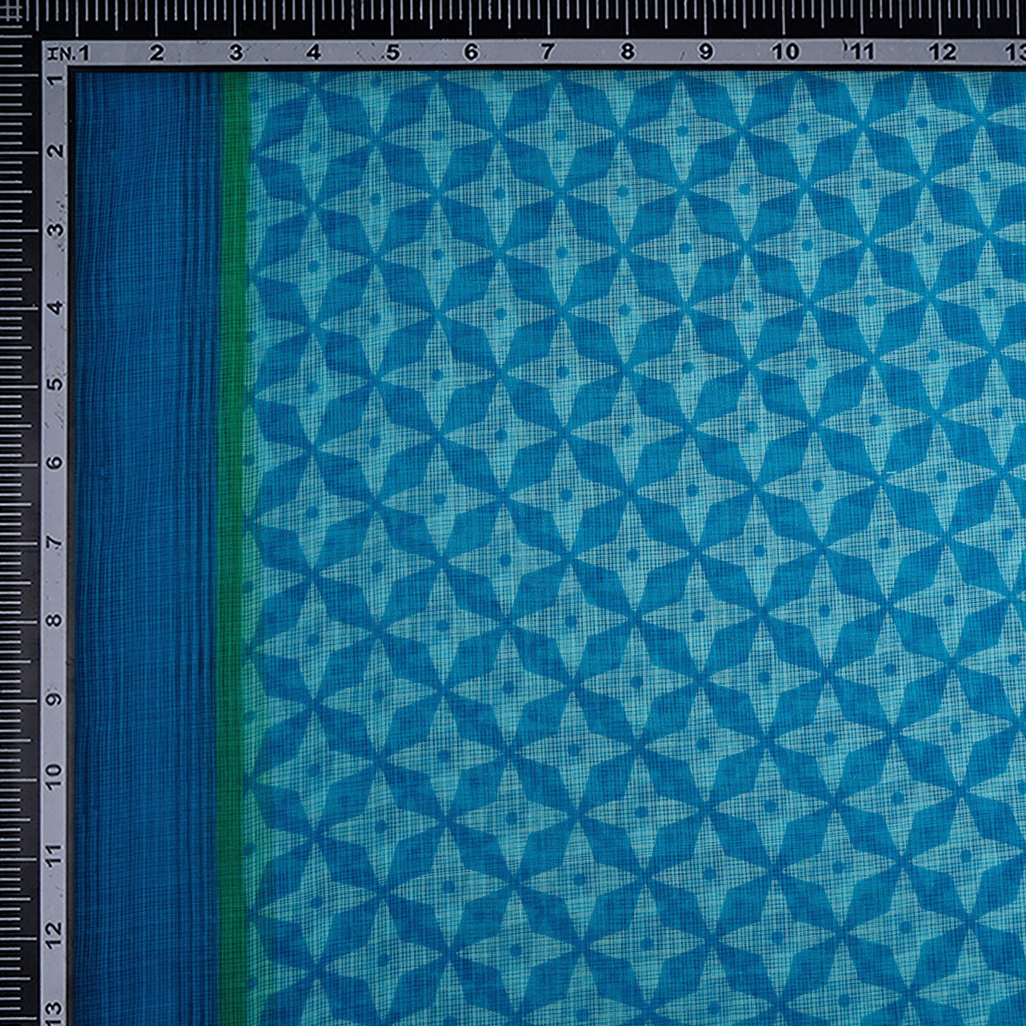 Sky Blue Geometric Pattern Screen Print Kota Fabrics