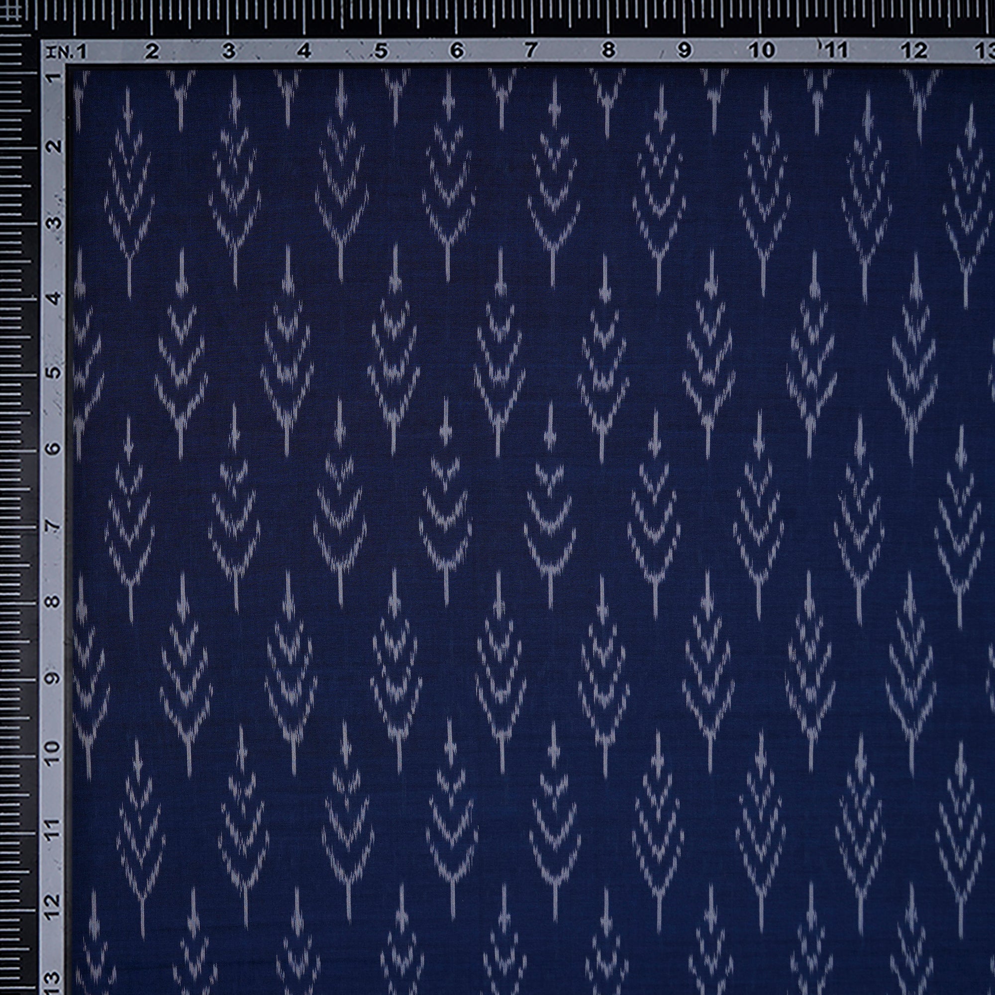 Navy Blue Mercerized Washed Woven Ikat Cotton Fabric