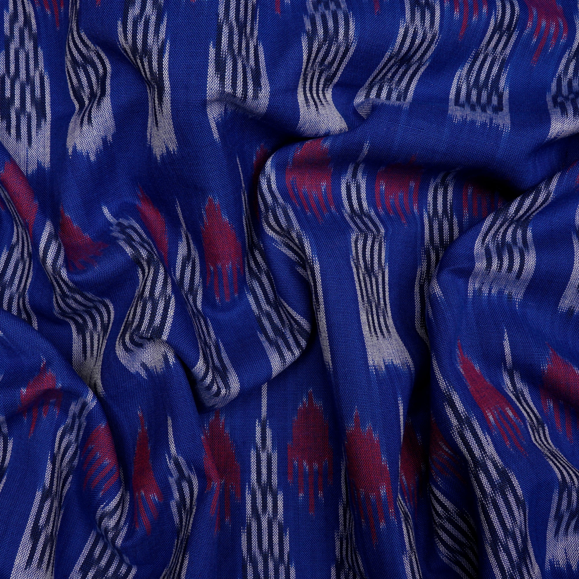 Blue Color Handwoven Ikat Cotton Fabric