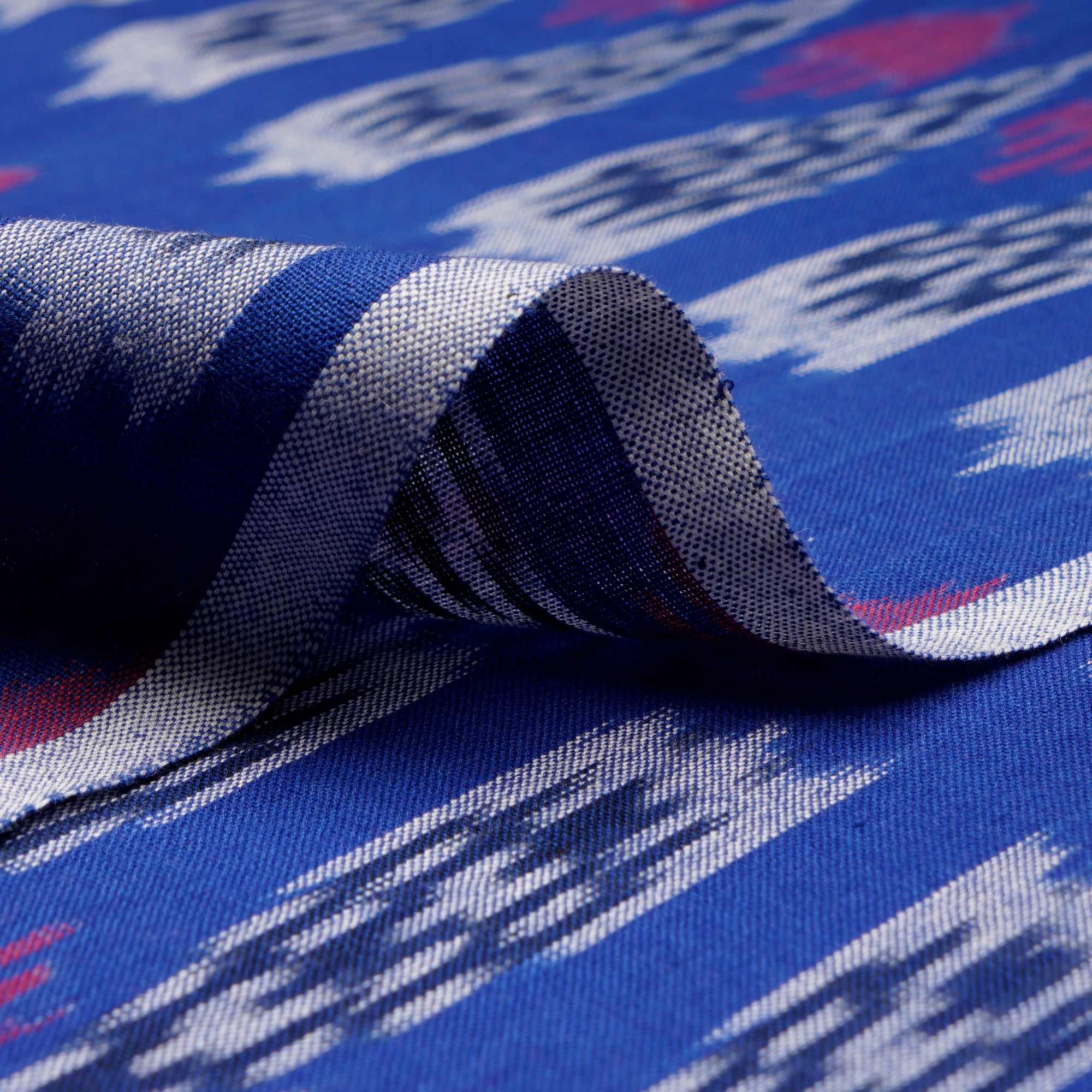 Blue Color Handwoven Ikat Cotton Fabric