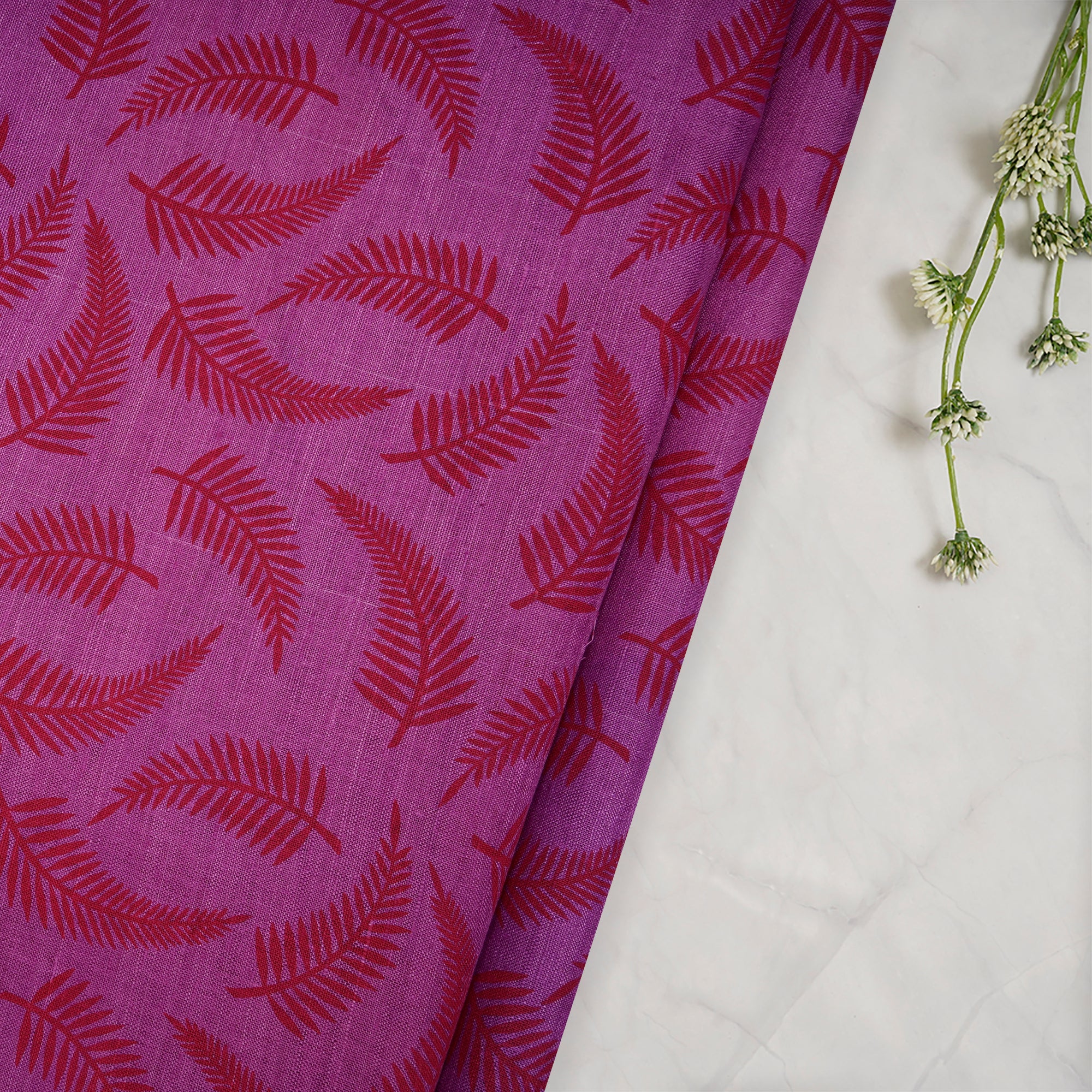 Purple-Red All Over Pattern Screen Print Matka Silk Fabrics