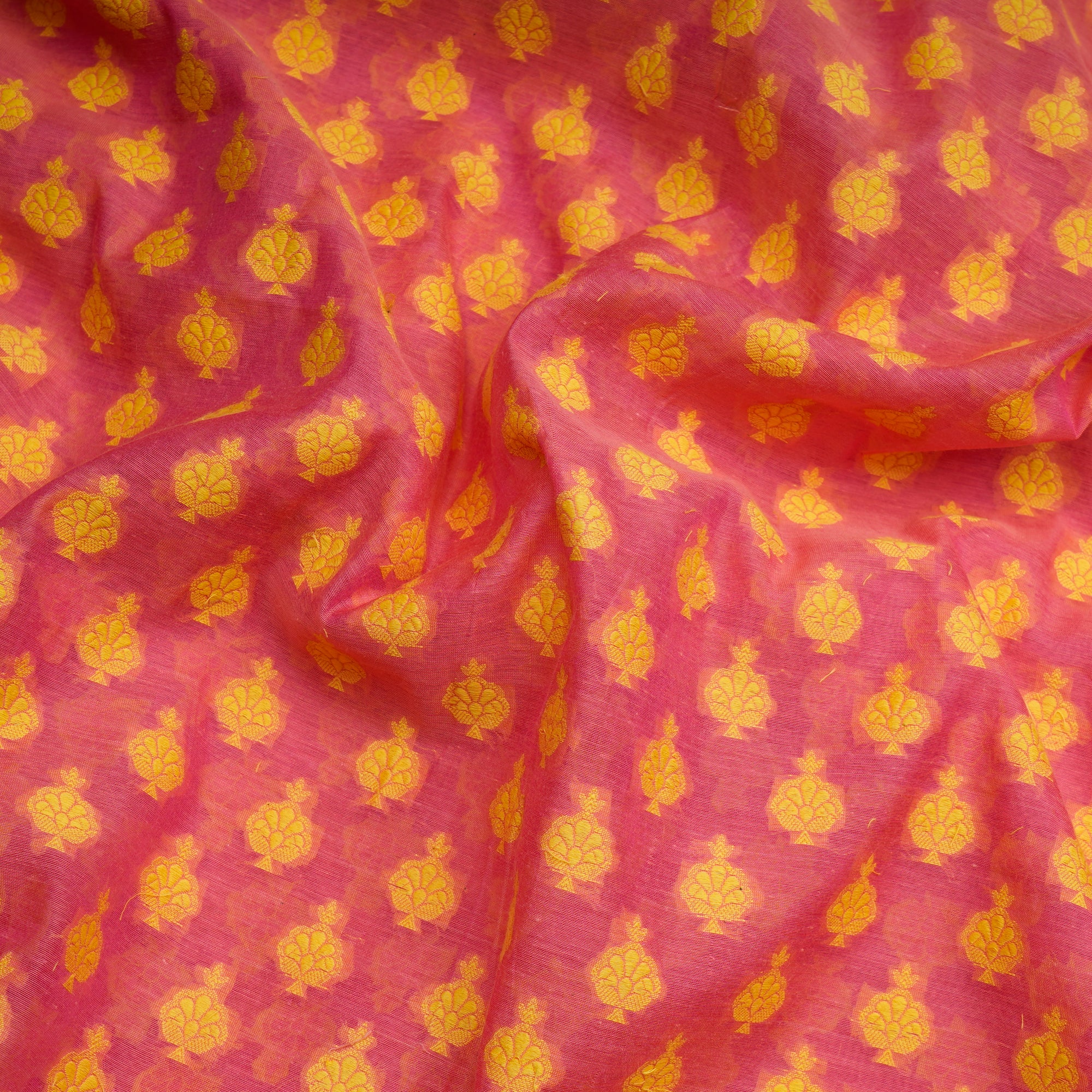 Light Pink Booti Pattern Handwoven Banarasi Brocade Chanderi Fabric