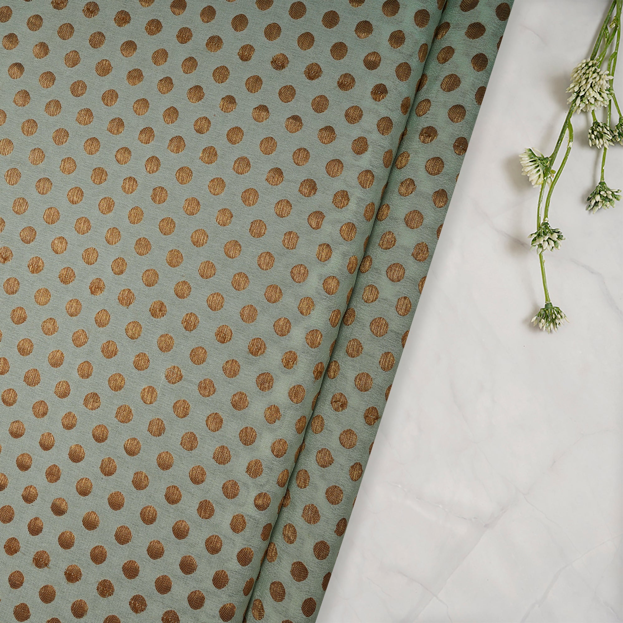 Mint Green Handwoven Premium Banarasi Brocade Silk Fabric