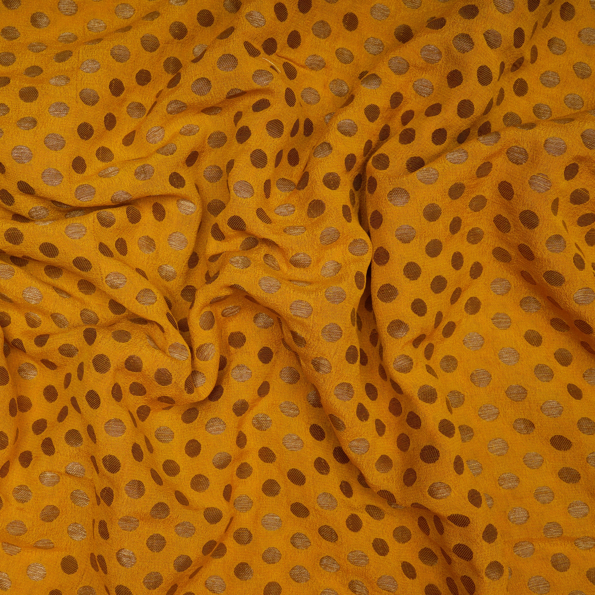 Mustard Handwoven Premium Banarasi Brocade Silk Fabric