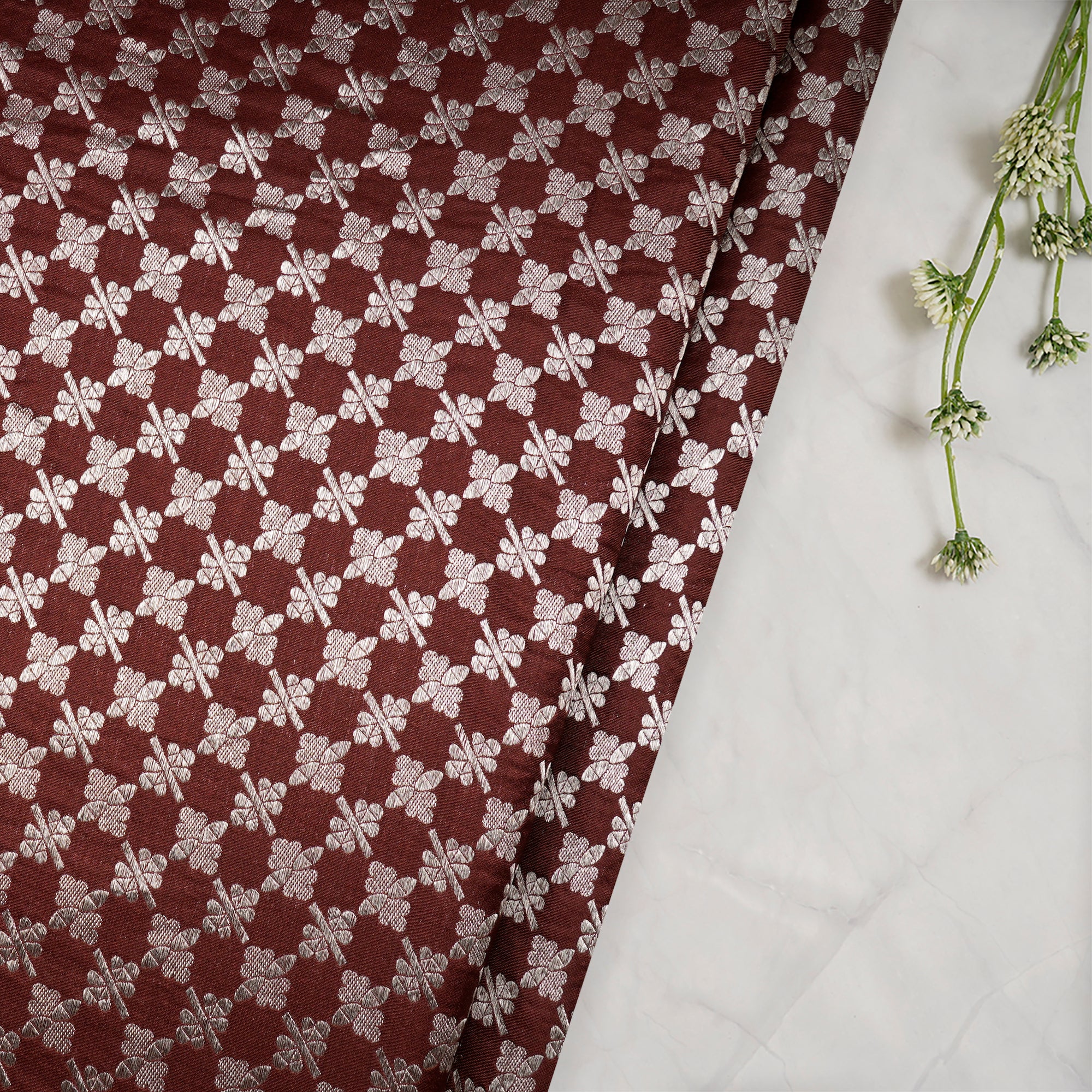 Sable All Over Pattern Handwoven Premium Banarasi Brocade Silk Fabric