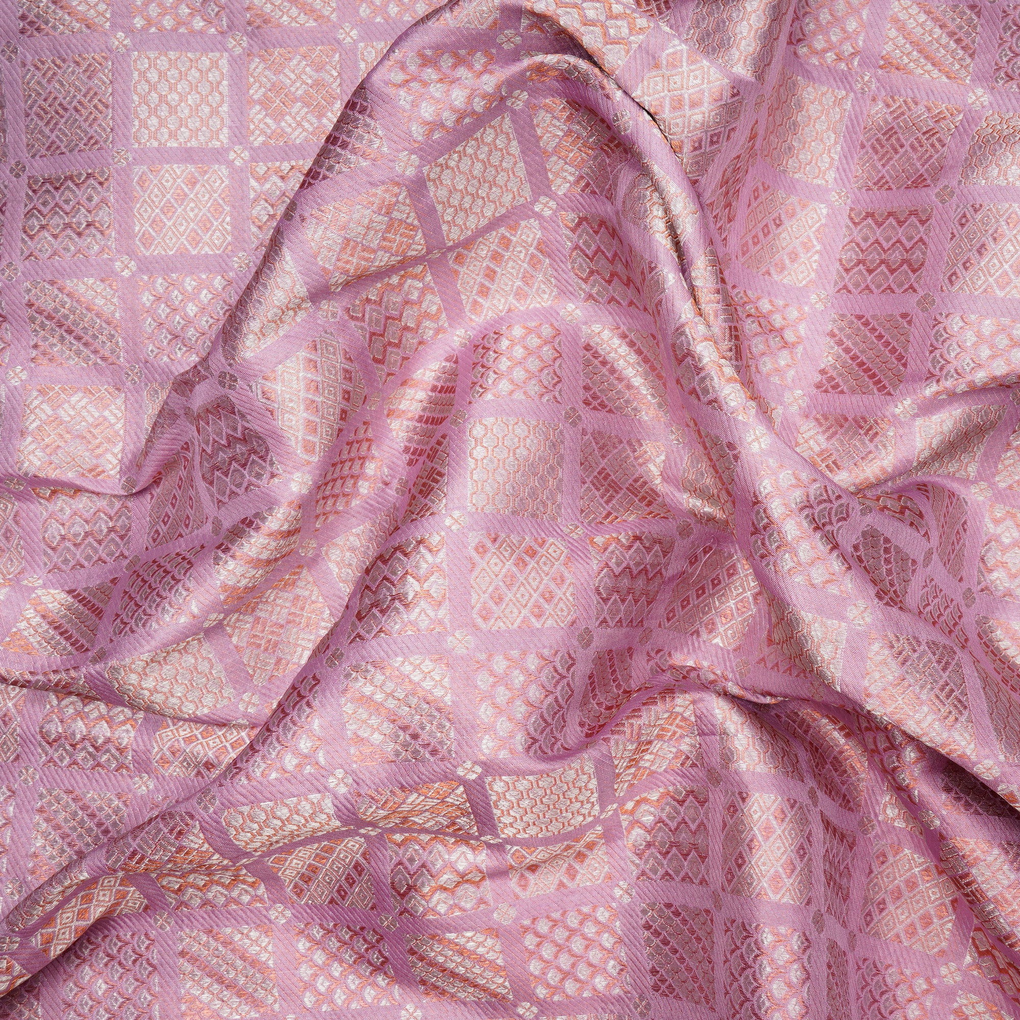 Lavender Handwoven Premium Banarasi Meenakari Brocade Silk Fabric