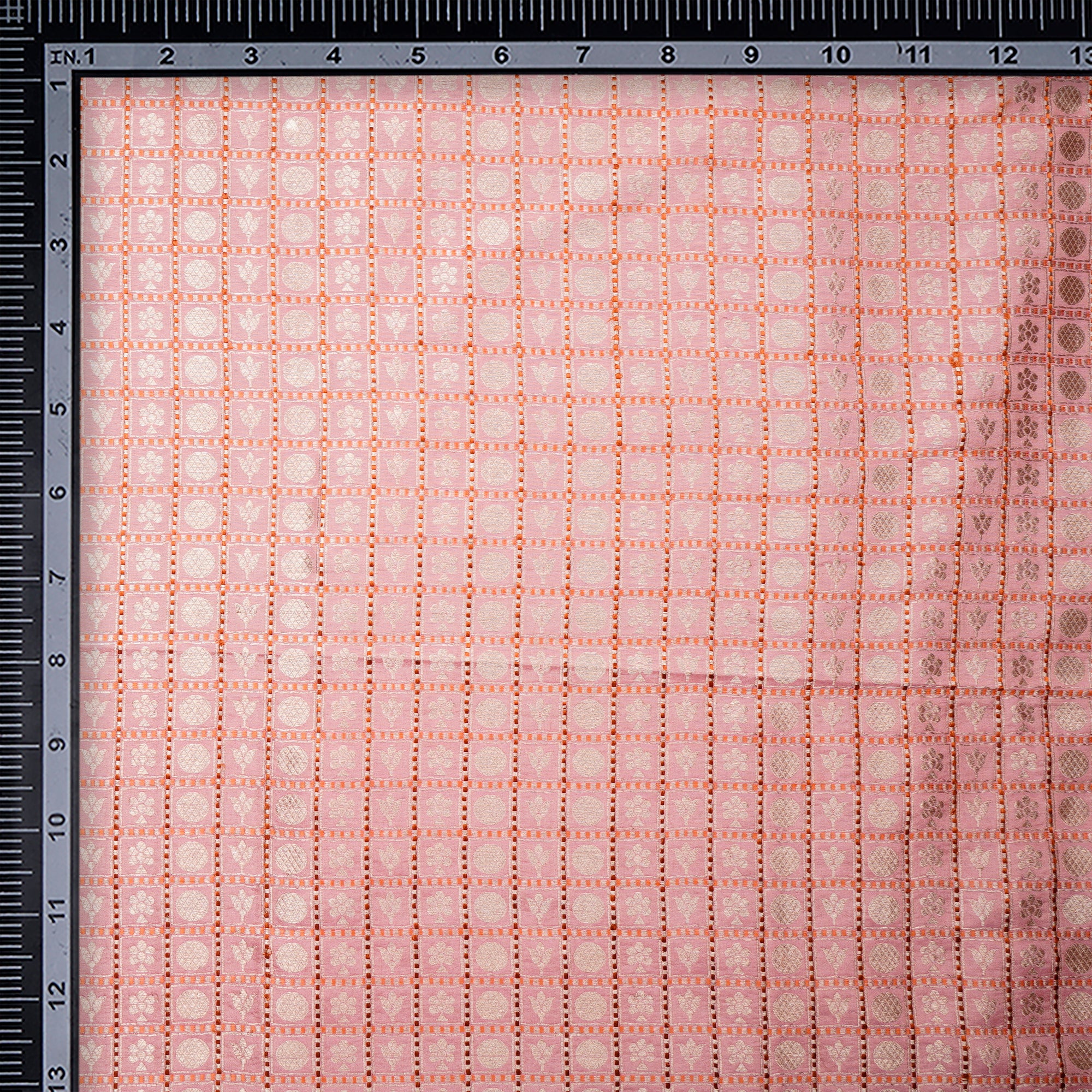 Baby Pink Handwoven Premium Banarasi Meenakari Brocade Silk Fabric