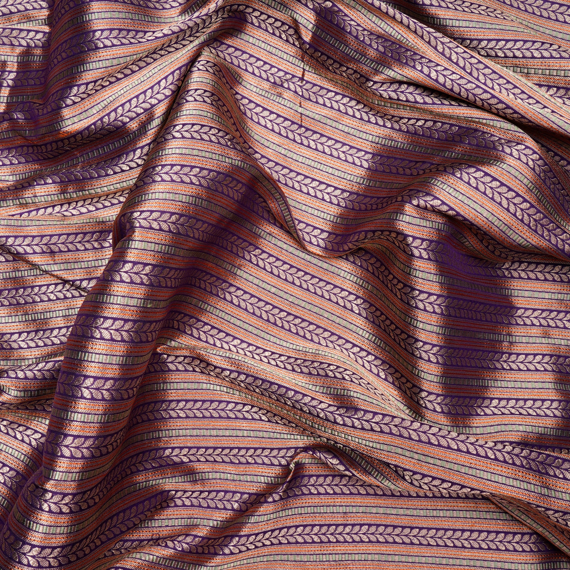 Dark Purple Handwoven Premium Banarasi Meenakari Brocade Silk Fabric