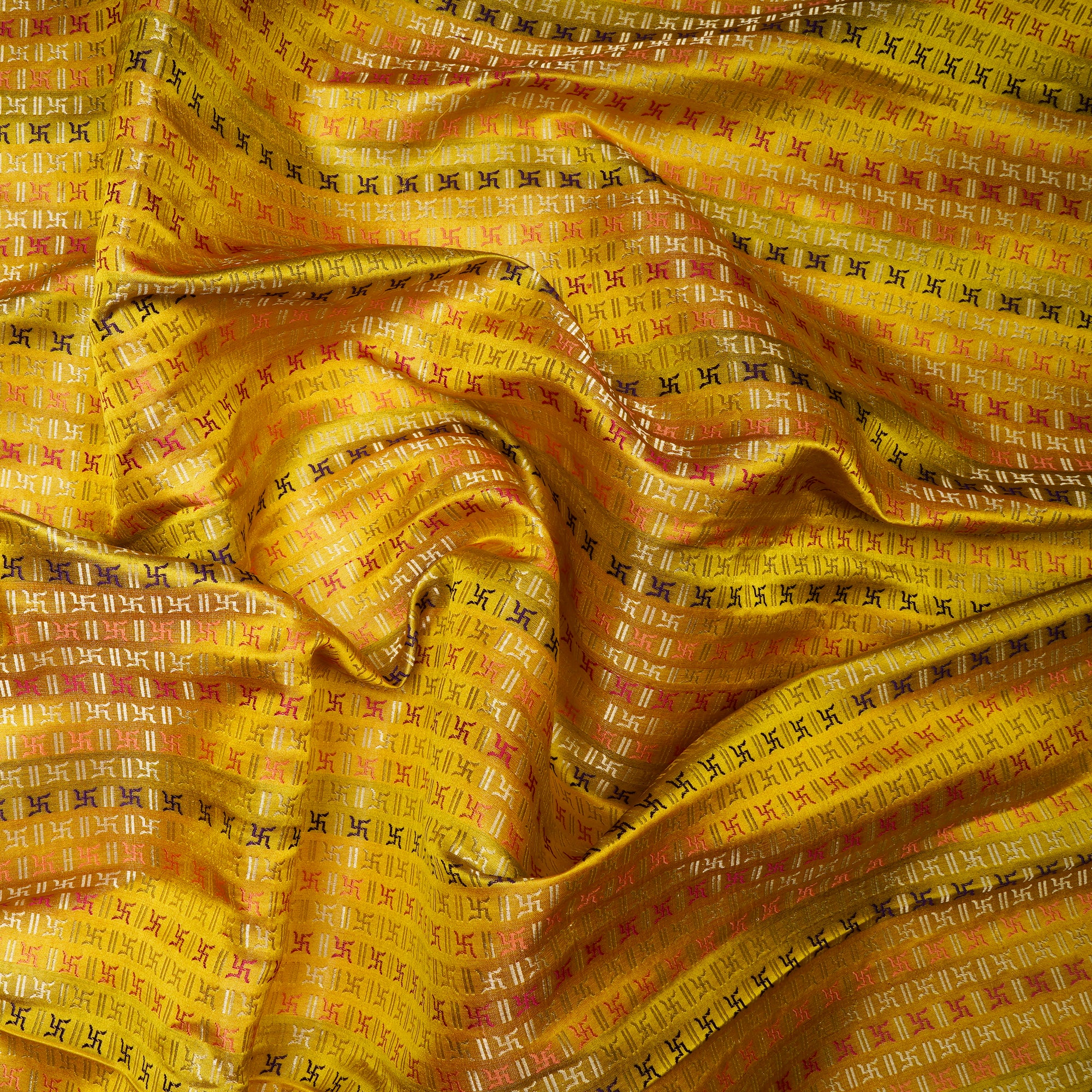 Super Lemon Handwoven Premium Banarasi Meenakari Brocade Silk Fabric