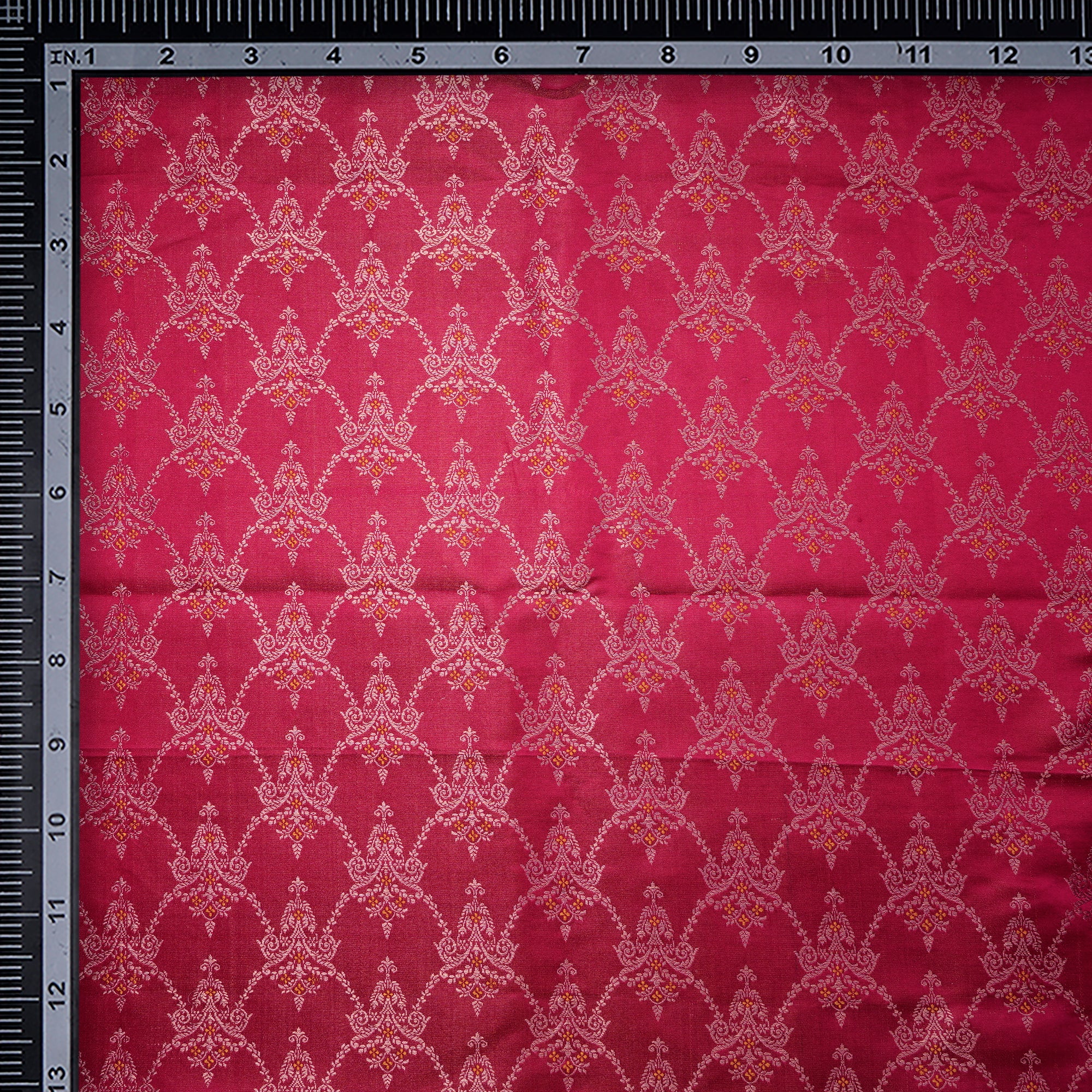 Rani Pink Handwoven Premium Banarasi Meenakari Brocade Silk Fabric
