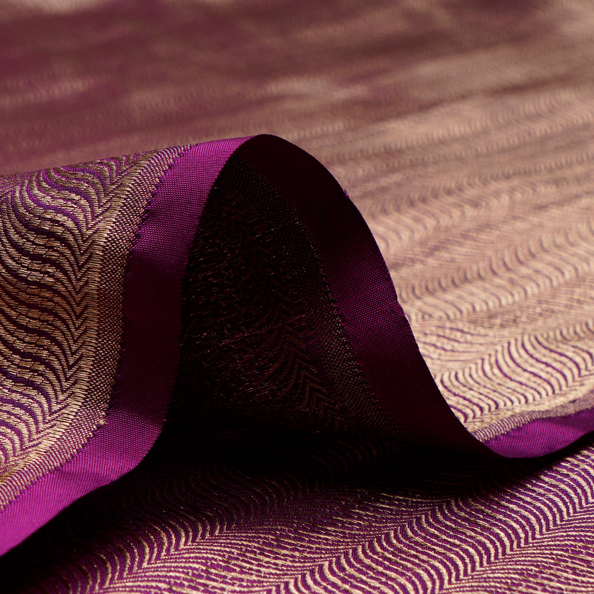 Purple Handwoven Premium Banarasi Meenakari Brocade Silk Fabric