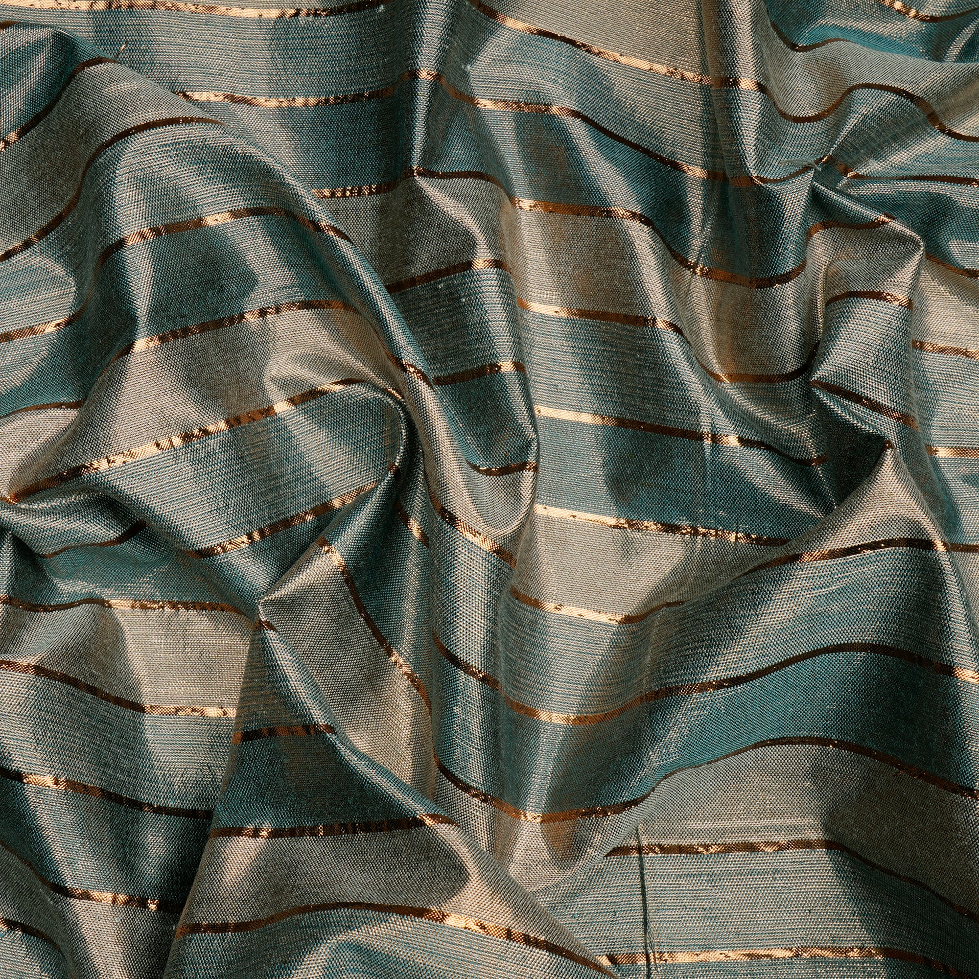 Carolina Blue Color Metallic Silk Fabric