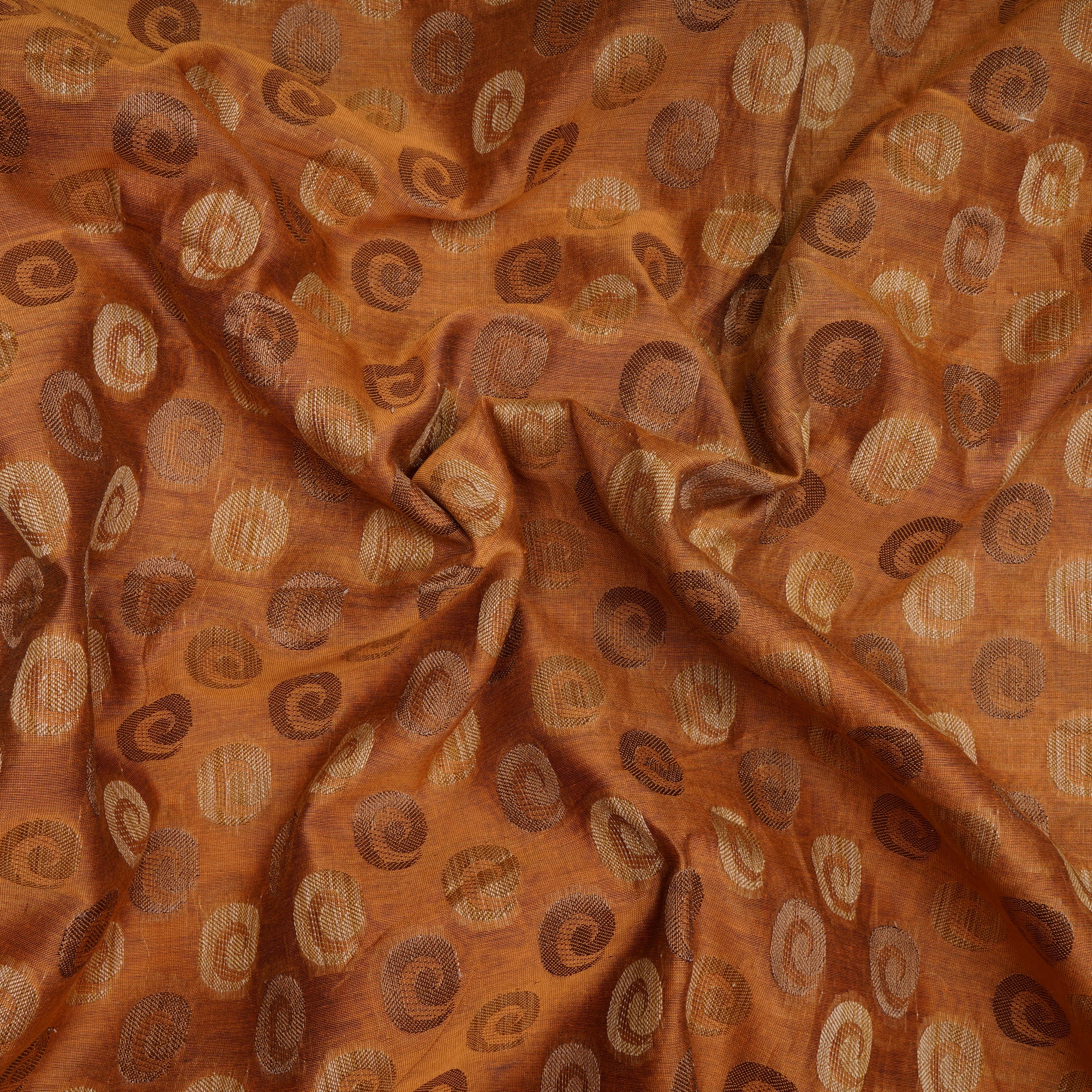 Burn Orange All Over Patttern Chanderi Jacquard Fabric