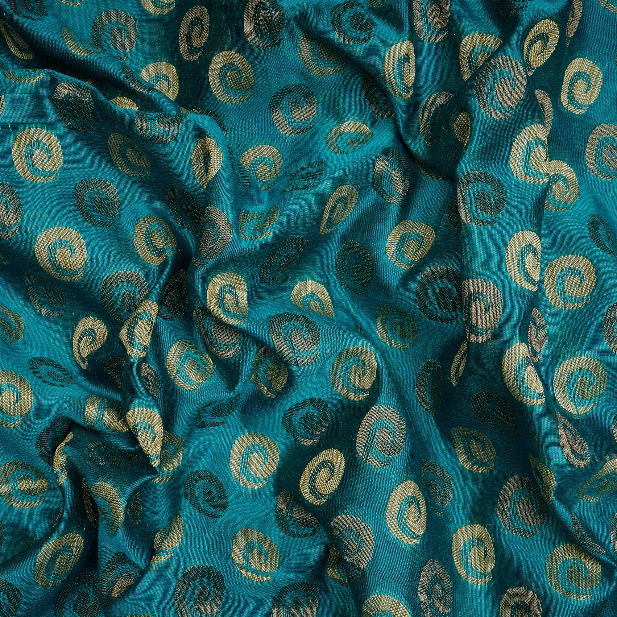 Teal Blue Color Chanderi Jacquard Fabric