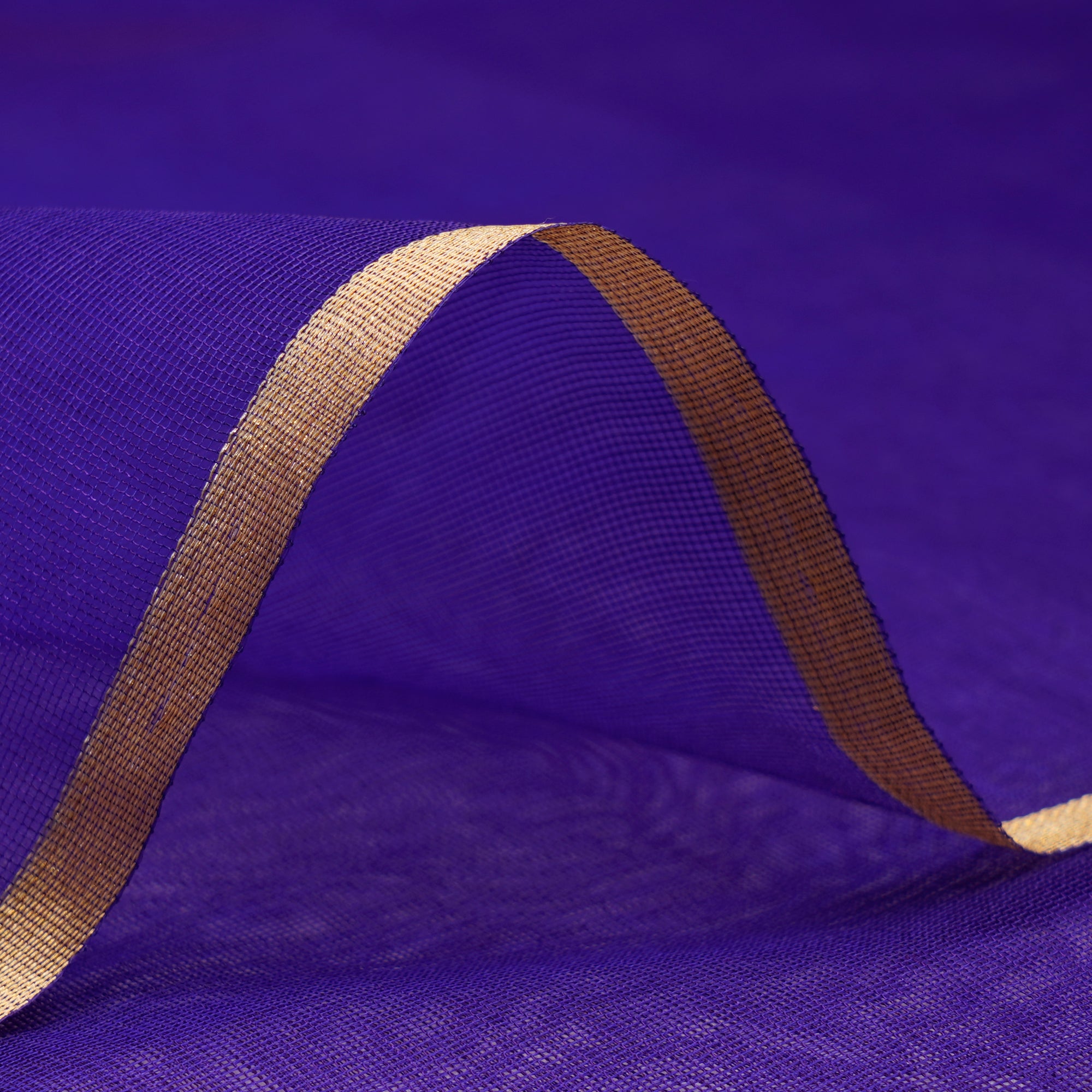 Purple-Blue Color Net Silk Fabric