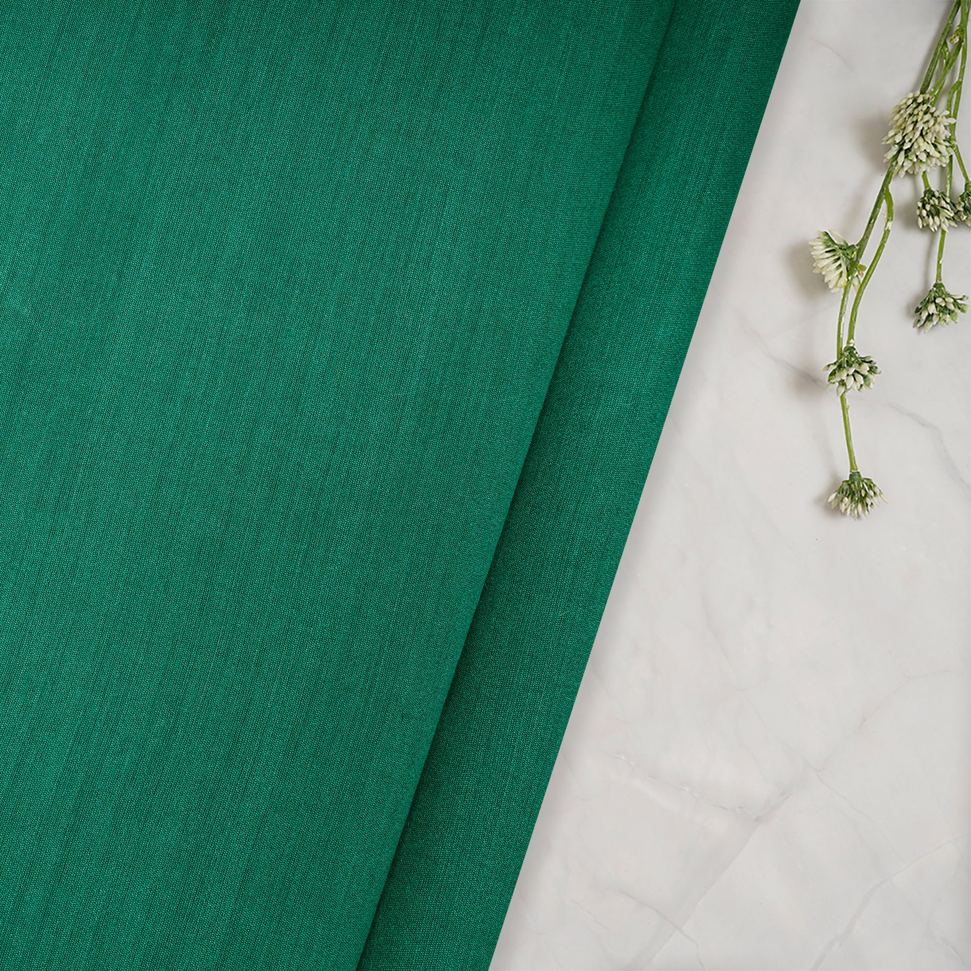 Marine Green Piece Dyed Plain Muga Silk Fabric