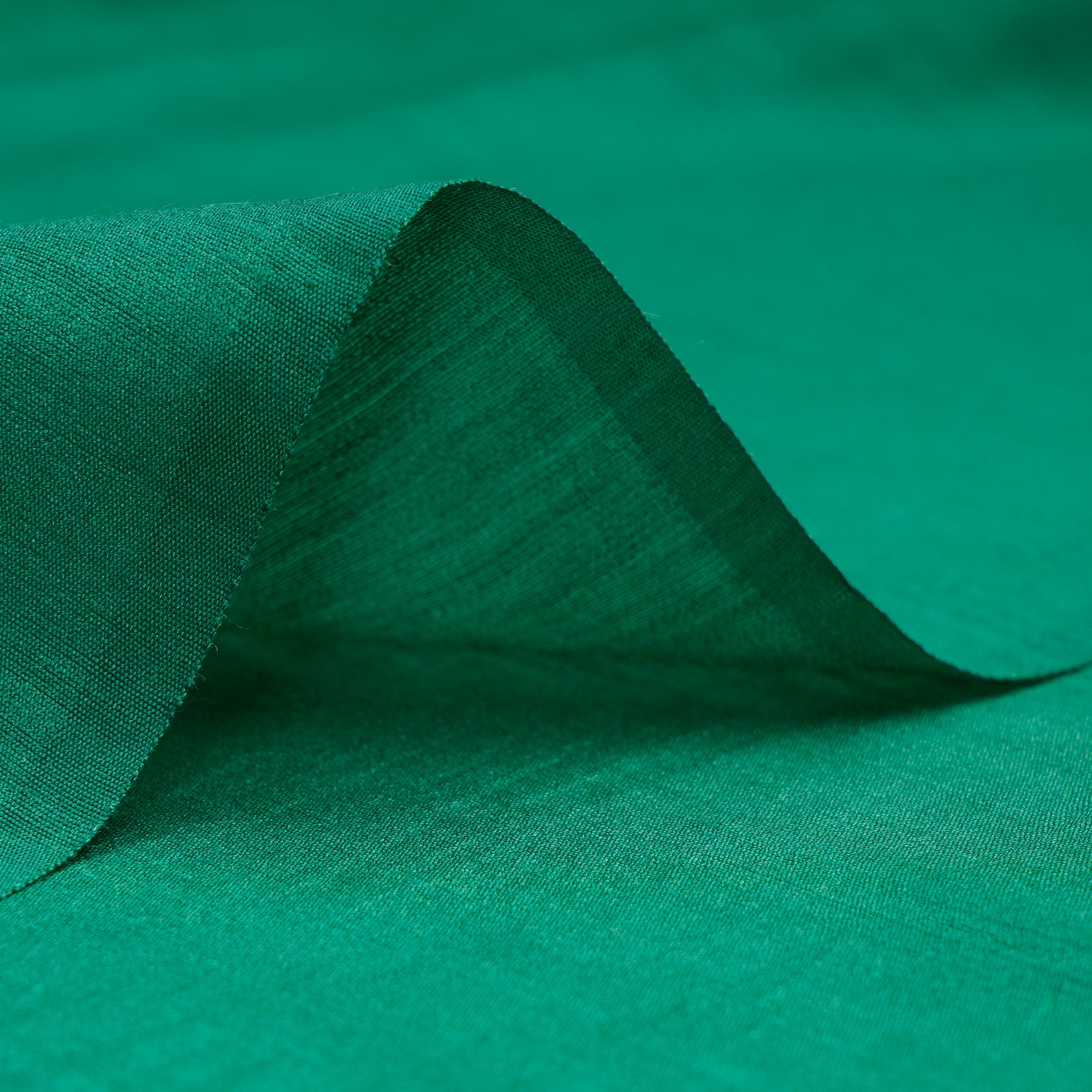 Marine Green Piece Dyed Plain Muga Silk Fabric