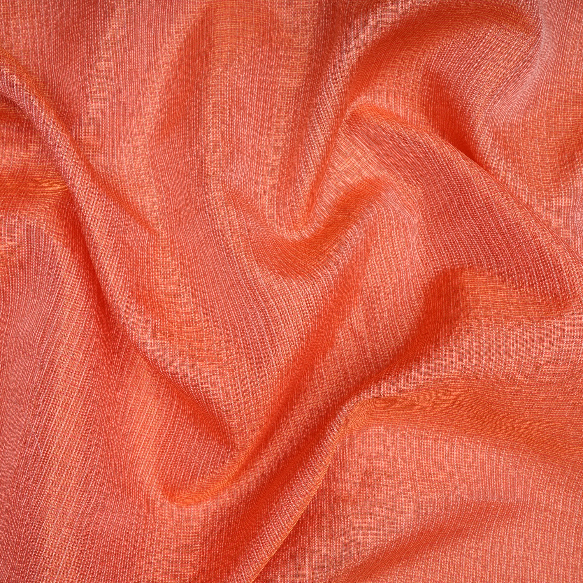 Peach Piece Dyed Zari Kota Doria Fabrics