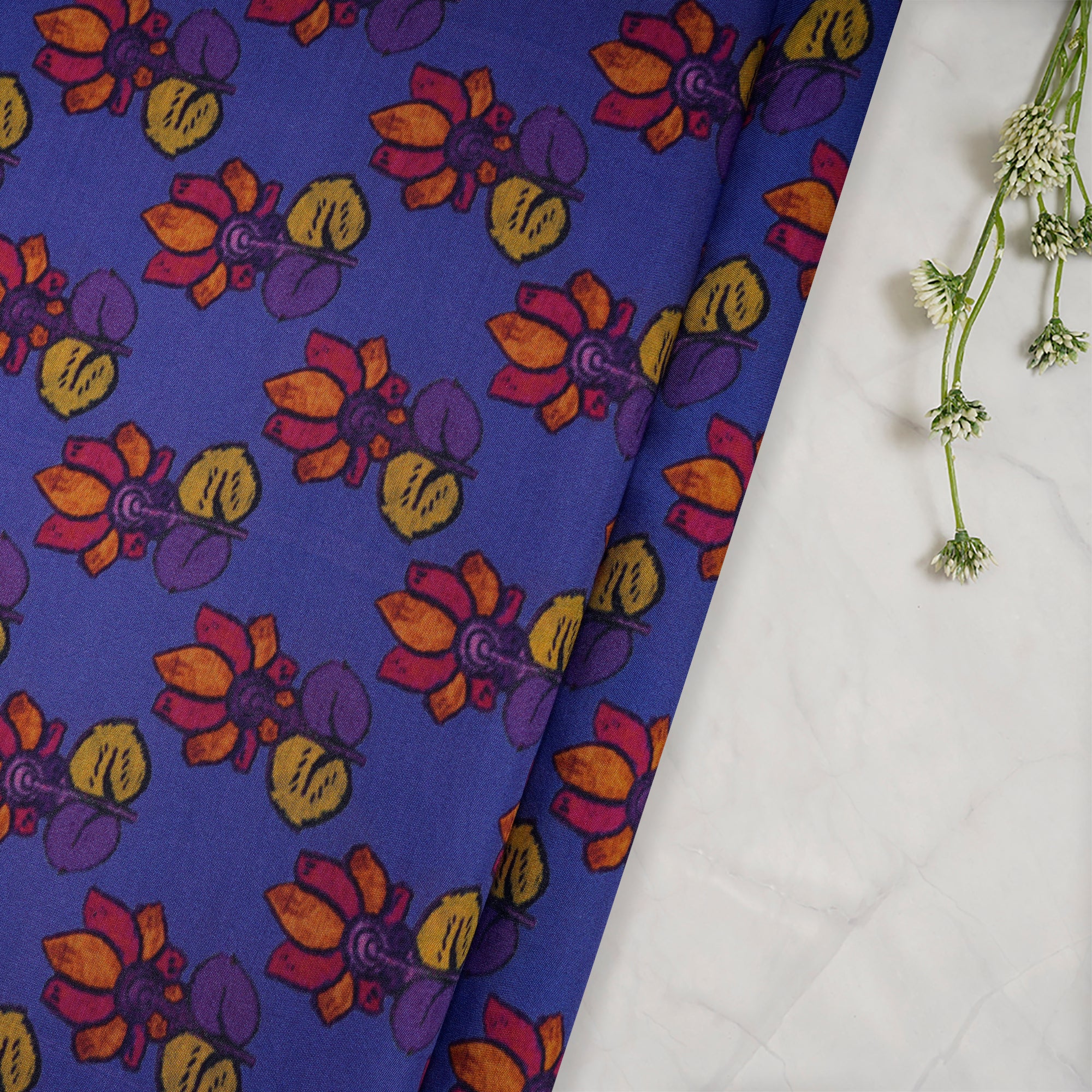 Purple Floral Pattern Digital Print Bemberg Modal Fabric