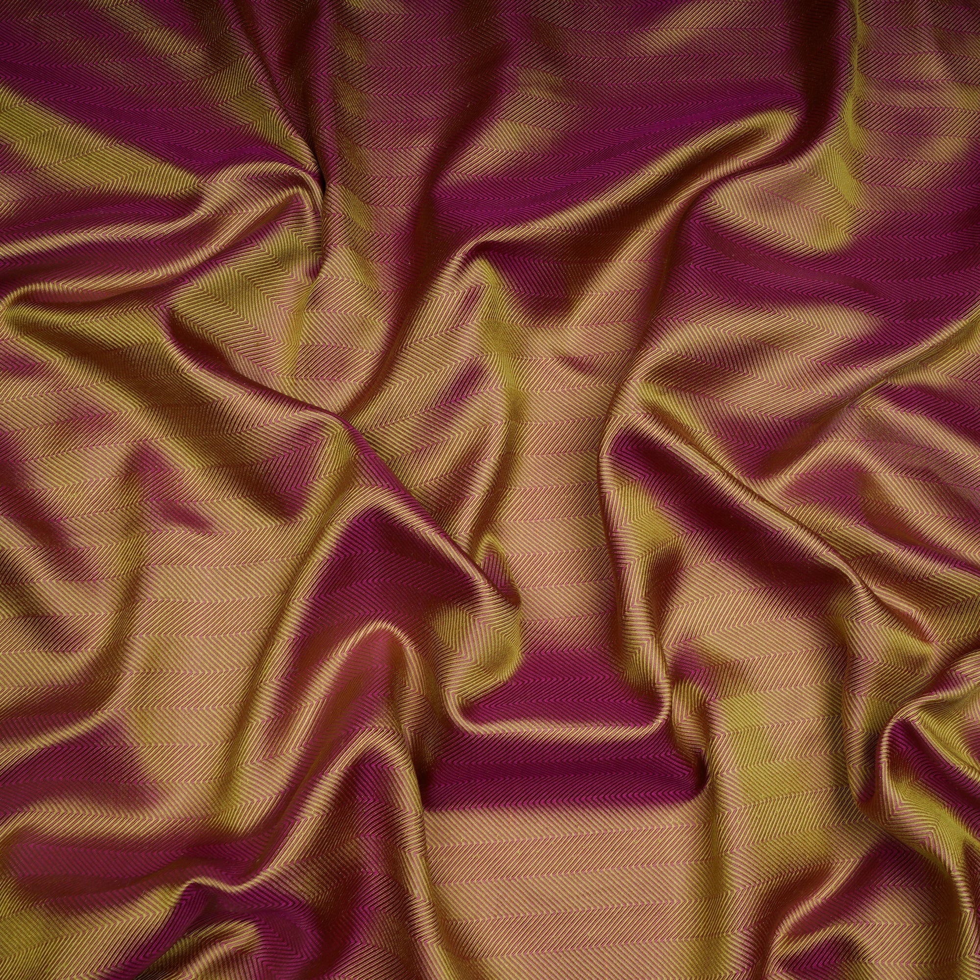 Green-Pink Color Jacquard Silk Fabric