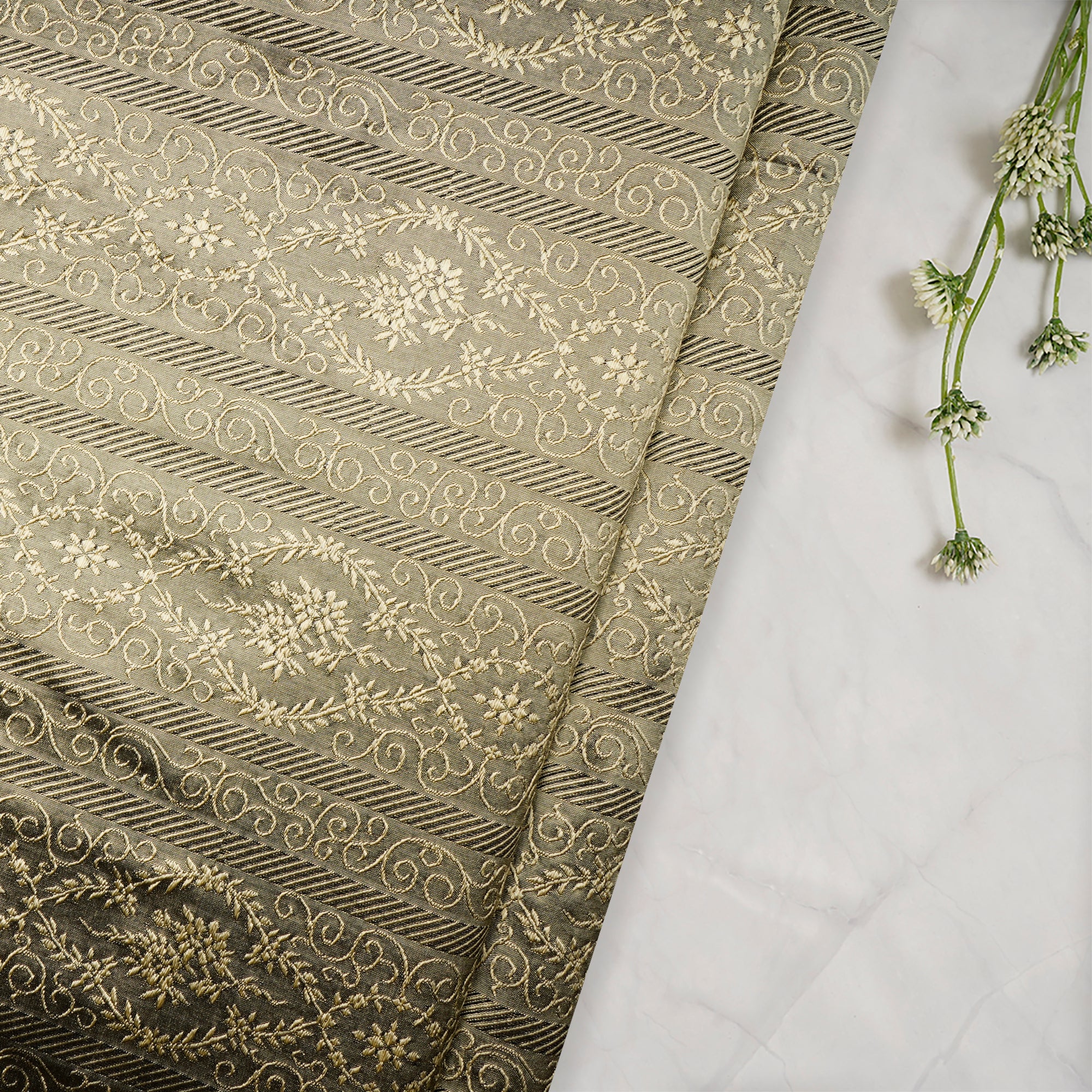 Metallic Color Dupion Jacquard Silk Fabric