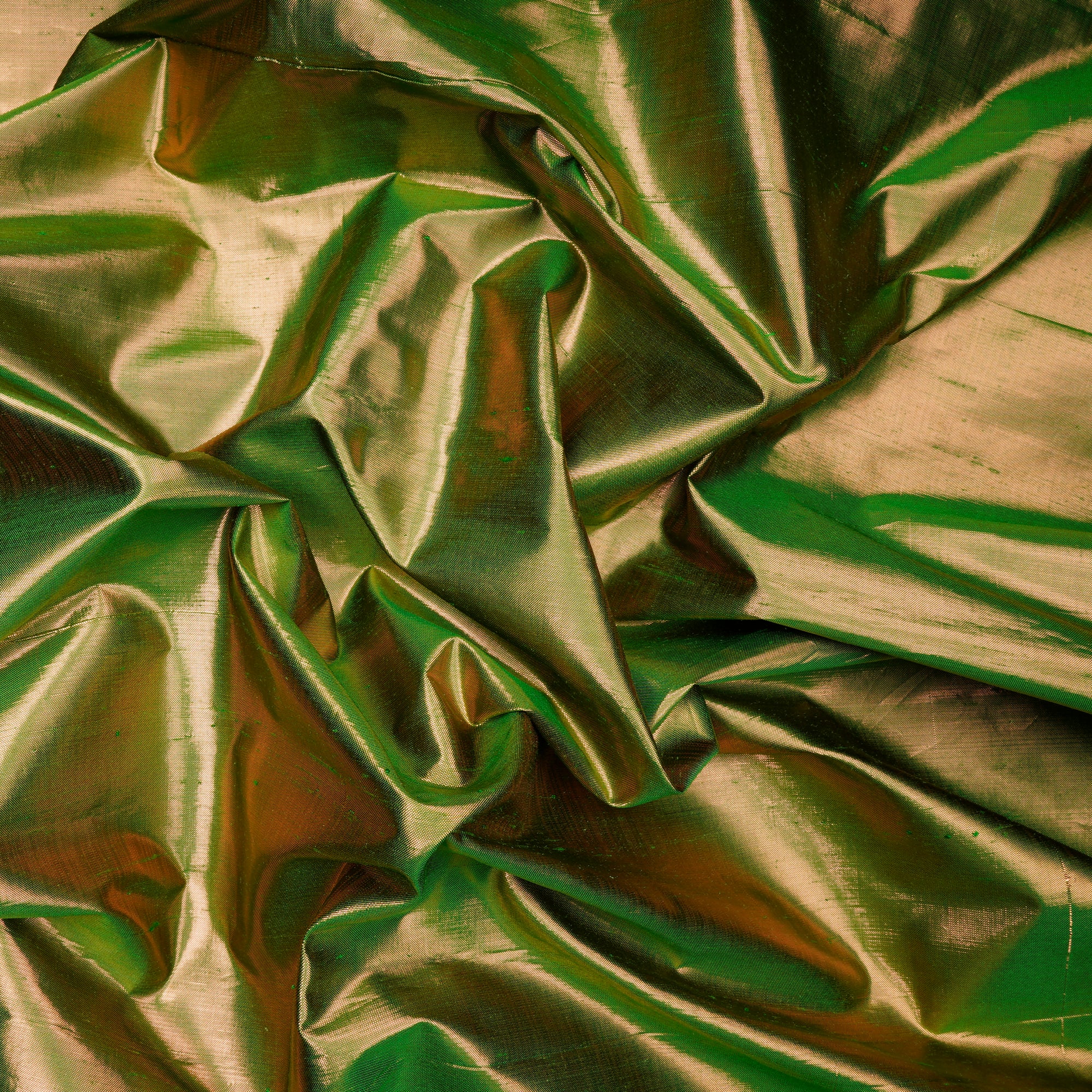 Green Color Metallic Silk Fabric