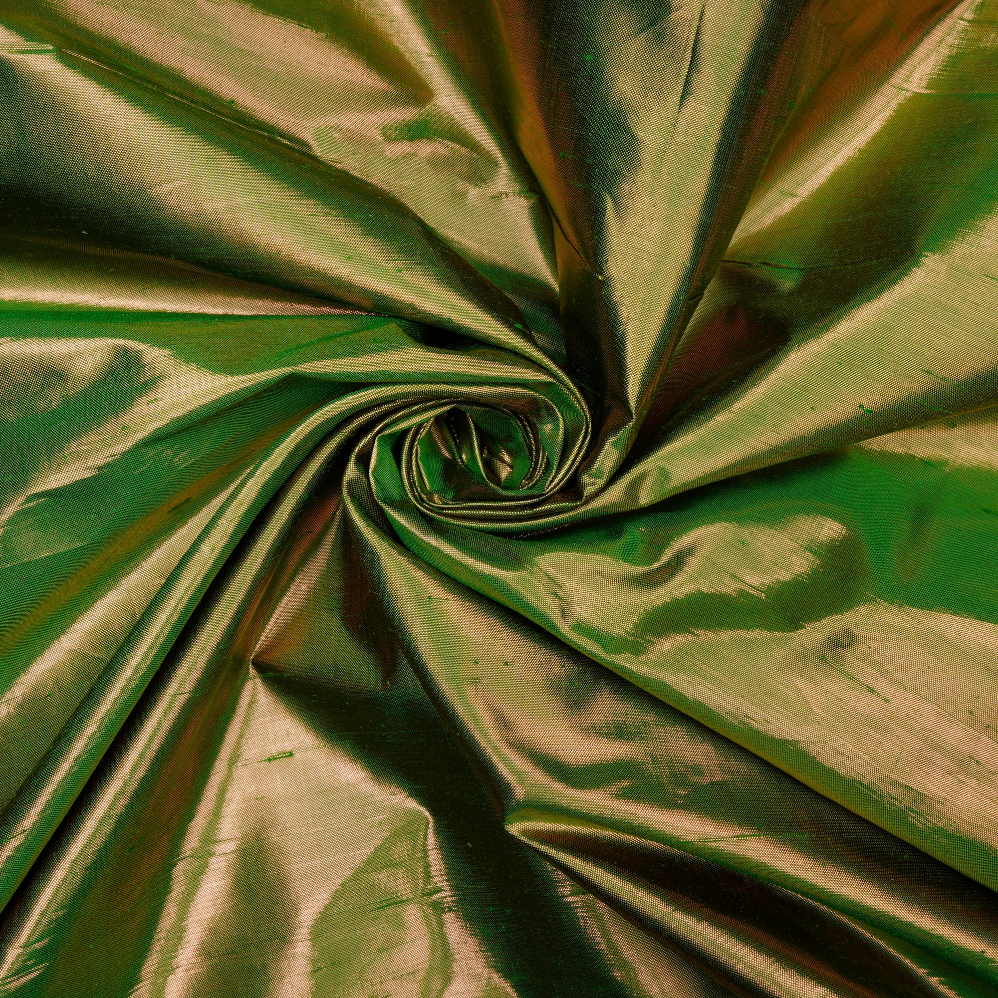 Green Color Metallic Silk Fabric