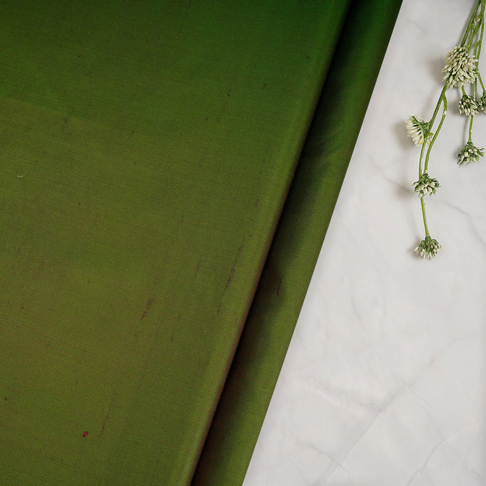 Green Color Satin Dupion Silk Fabric