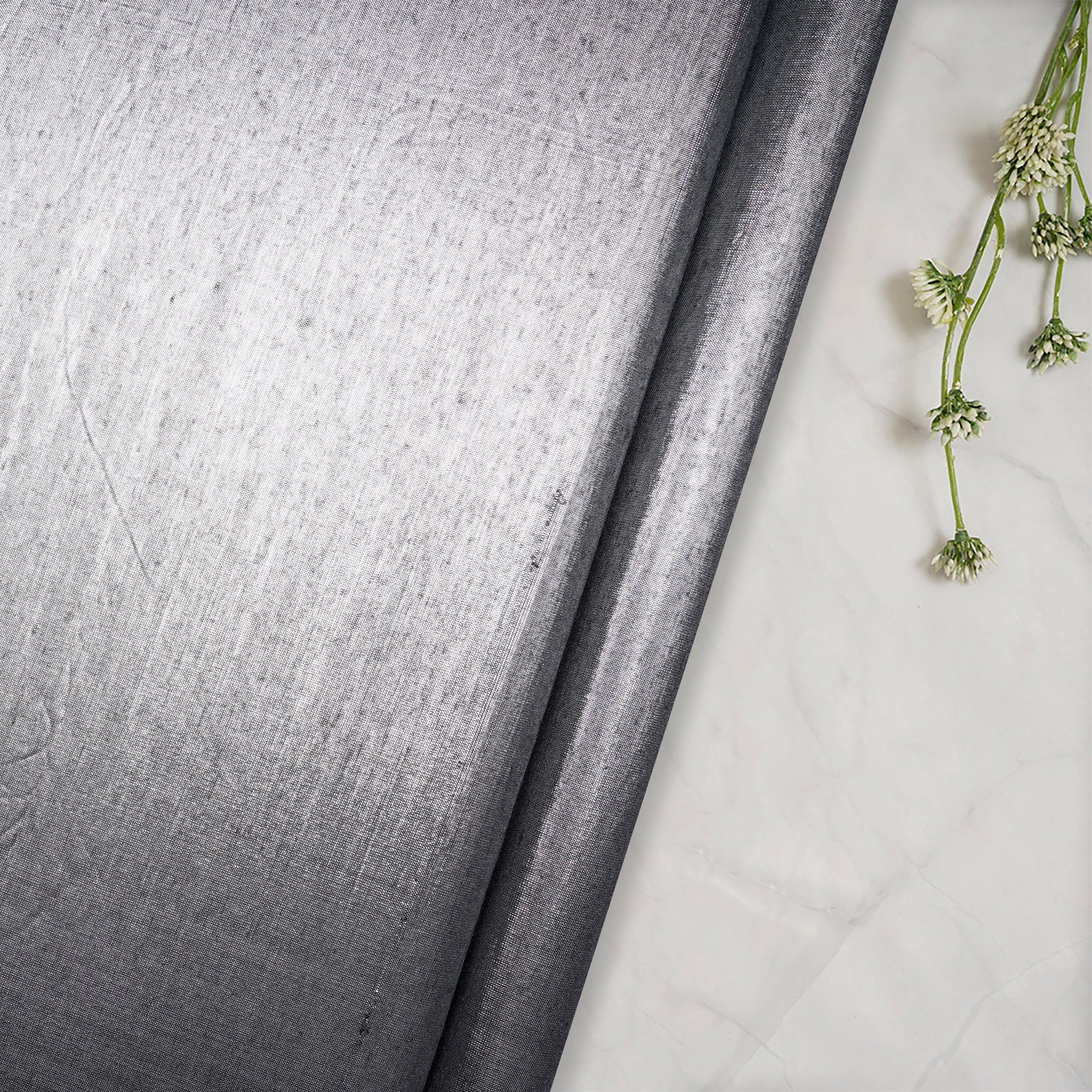 Grey Color Metallic Silk Fabric