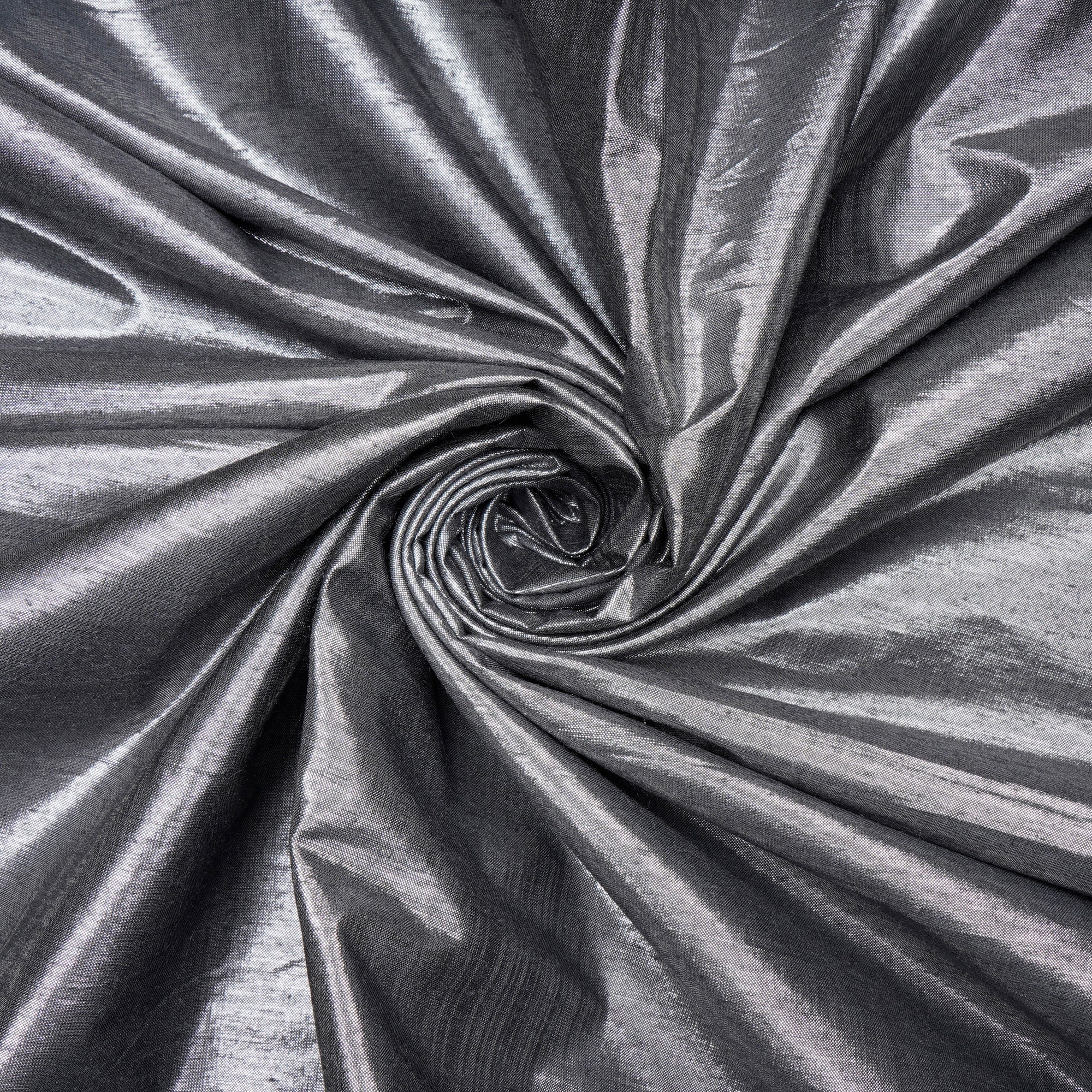 Grey Color Metallic Silk Fabric