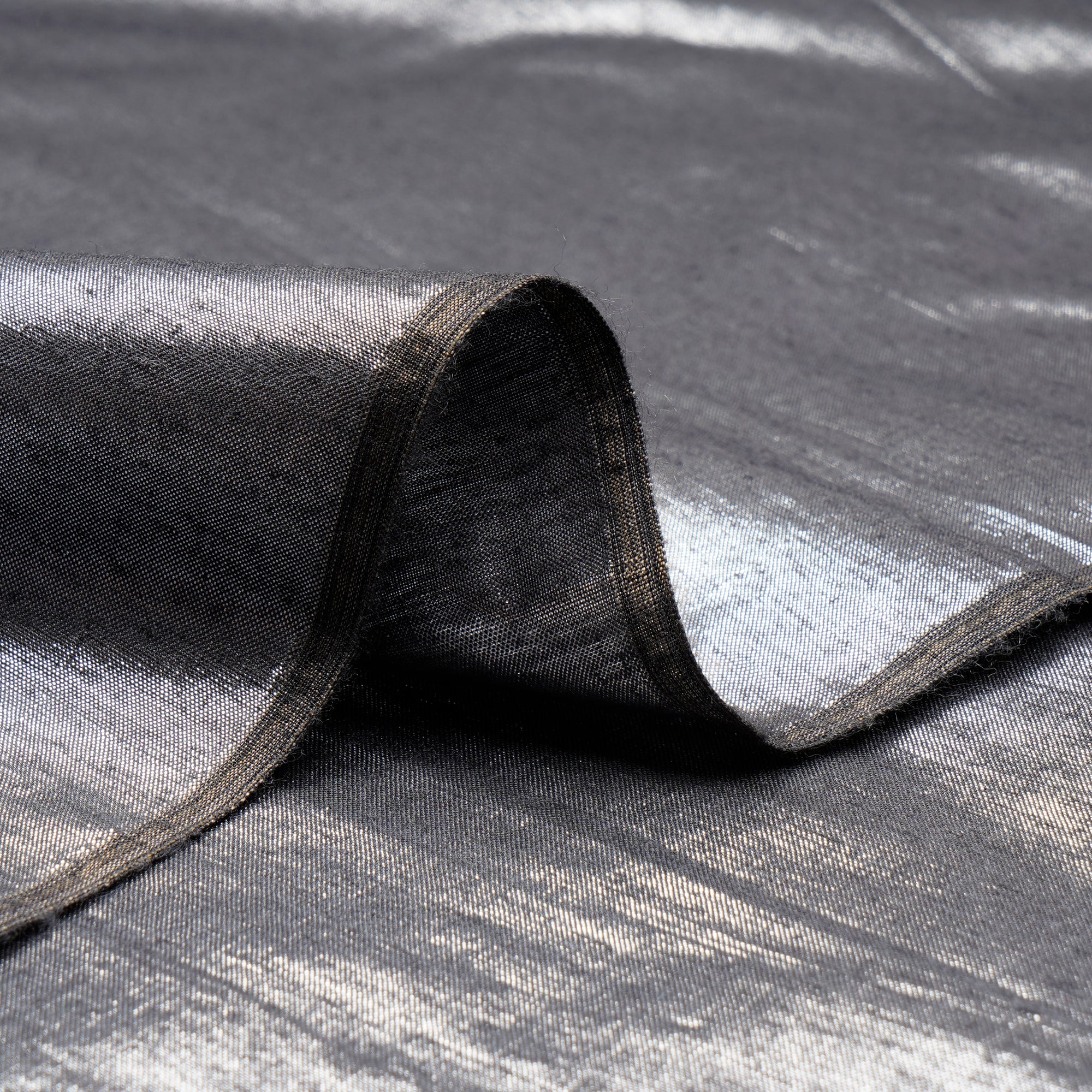 Grey Color Metallic Silk Fabric