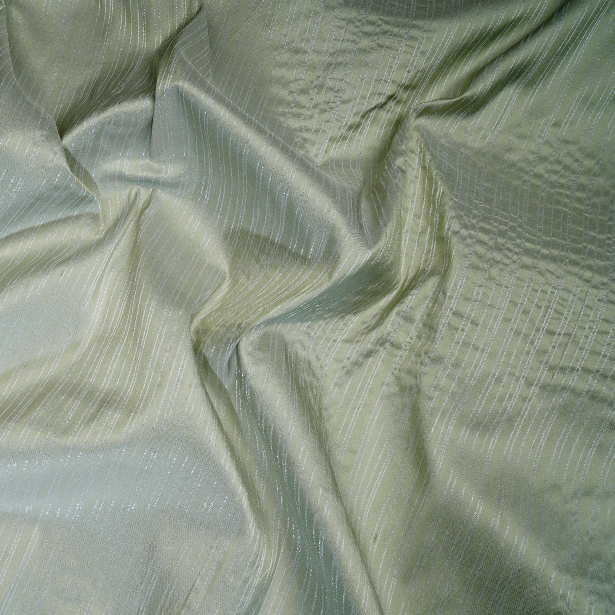 Sage Color Striped Dupion Silk Fabric