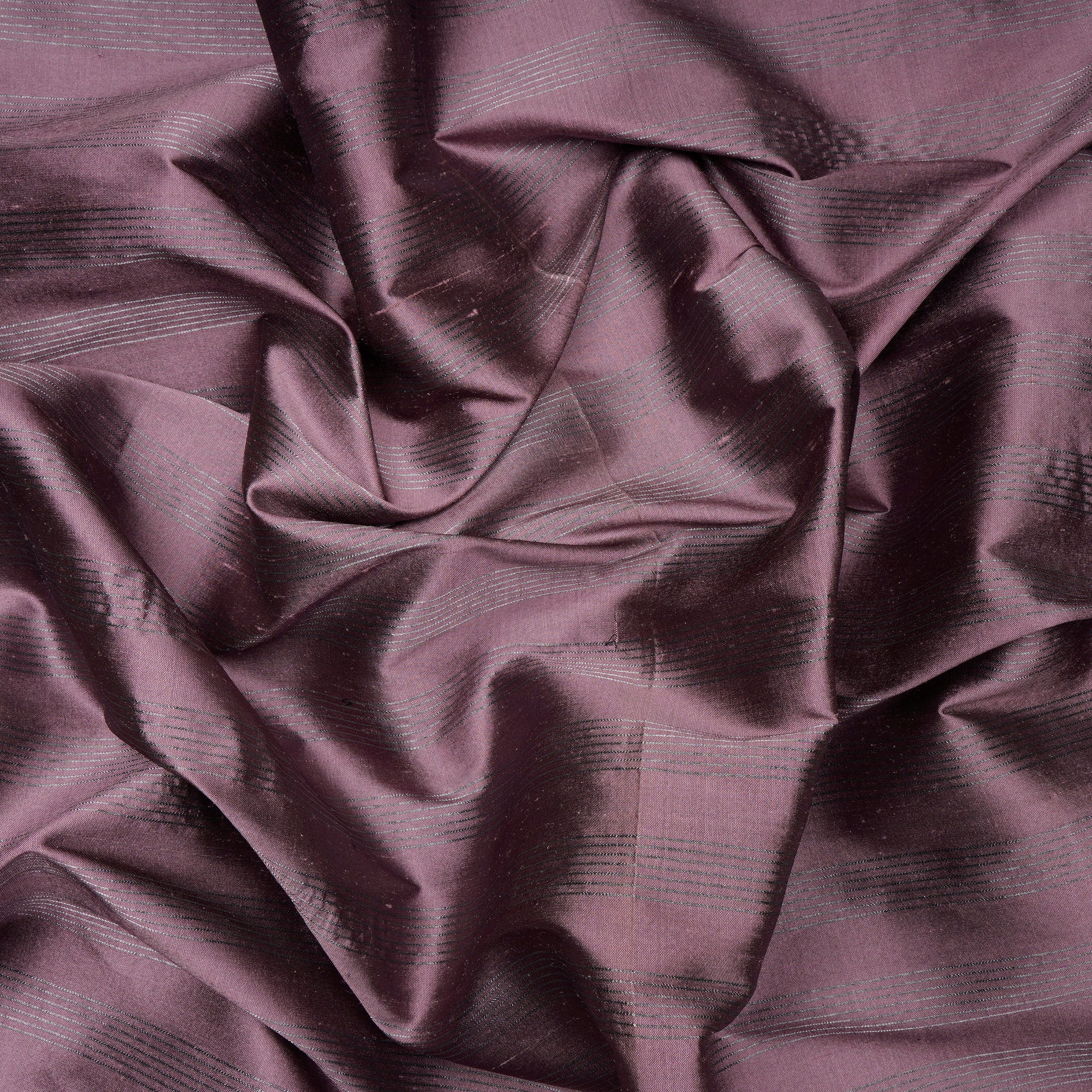 Grape Color Zari Striped Dupion Silk Fabric