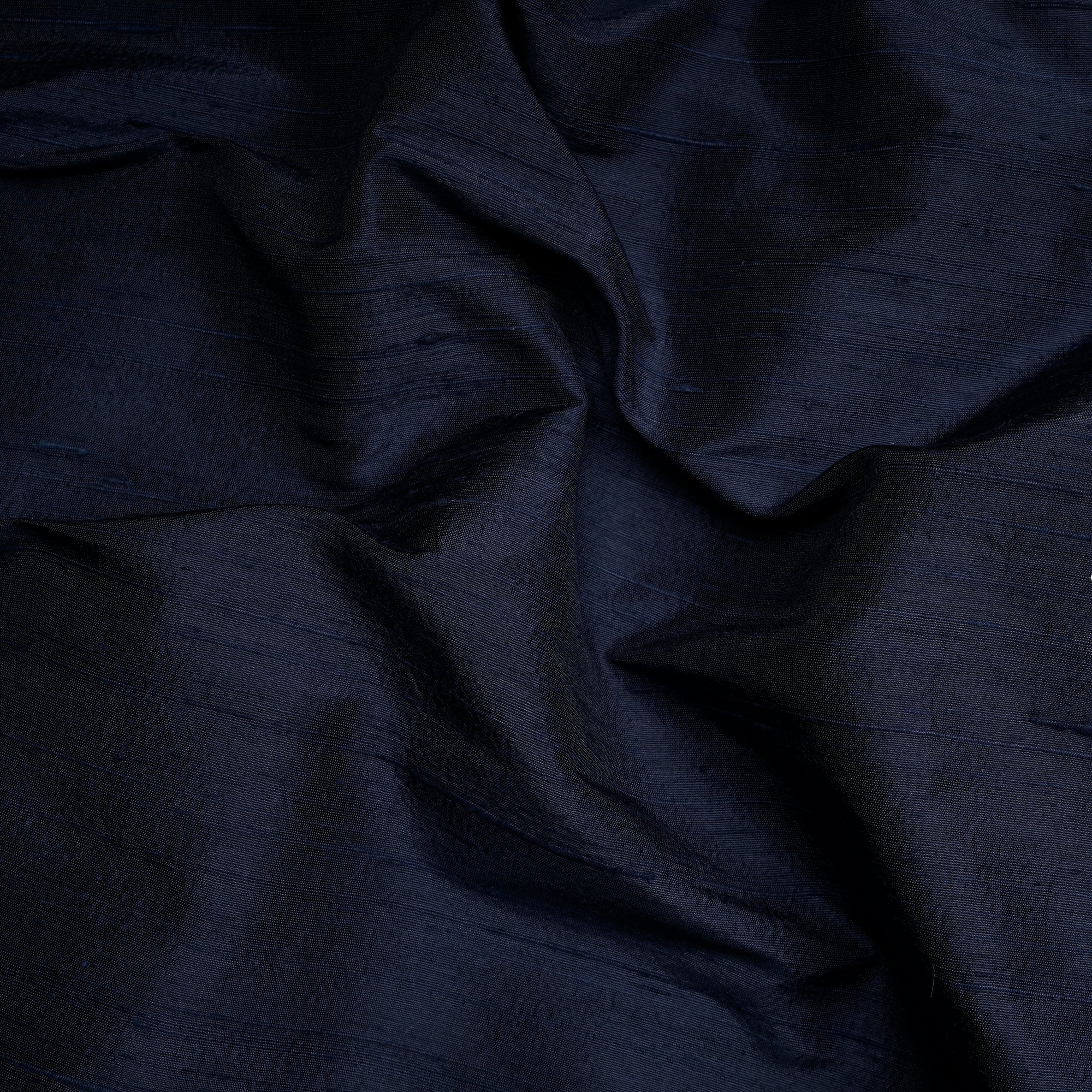 Navy Blue Handwoven Heavy Dupion (Raw) Silk Fabric