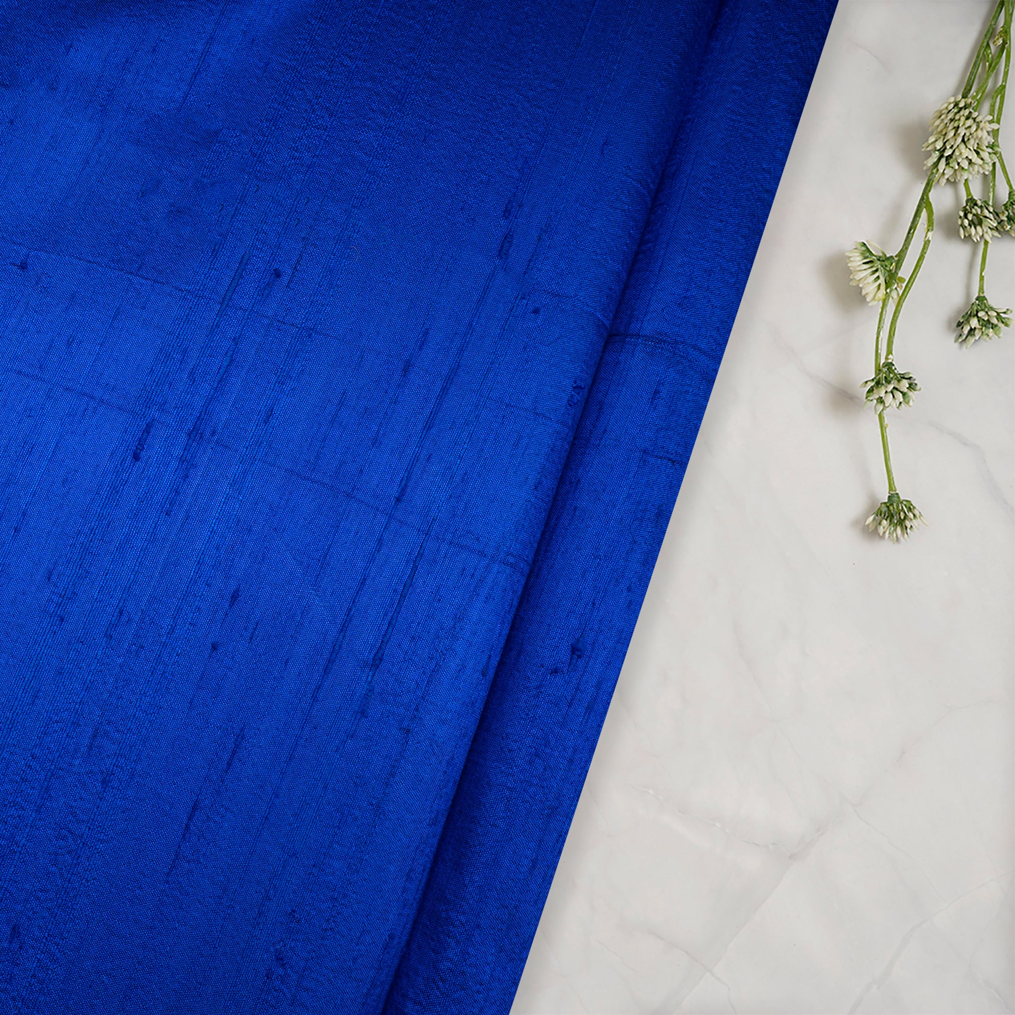 Blue Handwoven Heavy Dupion (Raw) Silk Fabric